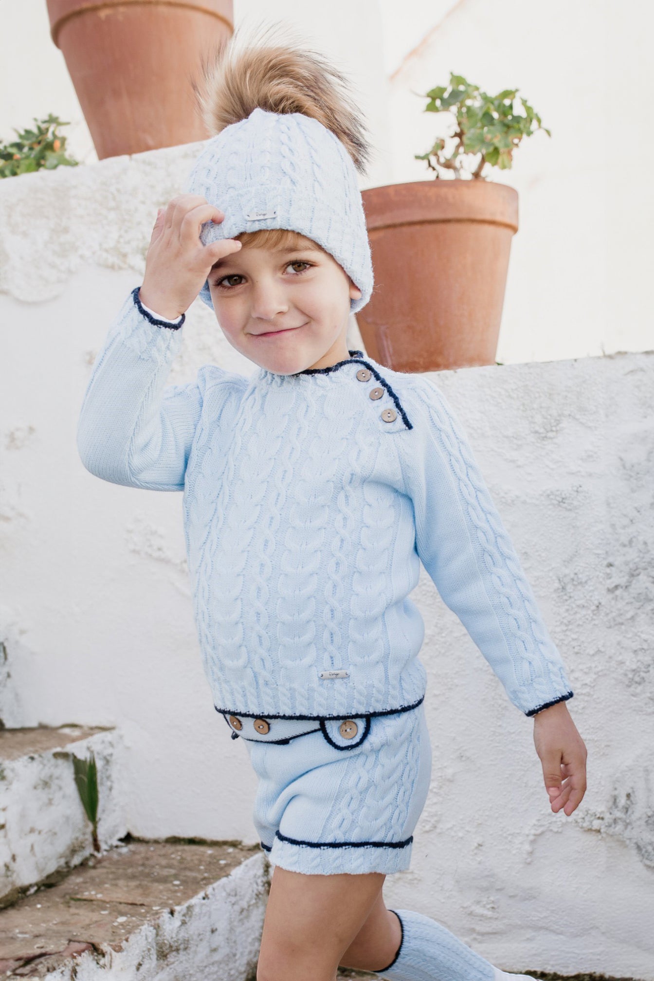 Henry Baby Blue & Navy Knit Jumper & Shorts Set - Soft Cotton Baby Clothes for Boys & Girls - Perfect for Playtime, Family Outings & Photo Shoots