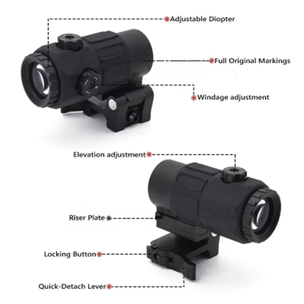 558+G45 Sight Combo - Red/Green Dot Reflex Sight with 5X Magnifier | Holographic Hybrid Scope for 20mm Rail Mount | Quick Release Rollover Multiplier | Perfect for Tactical Shooting, Hunting & Airsoft
