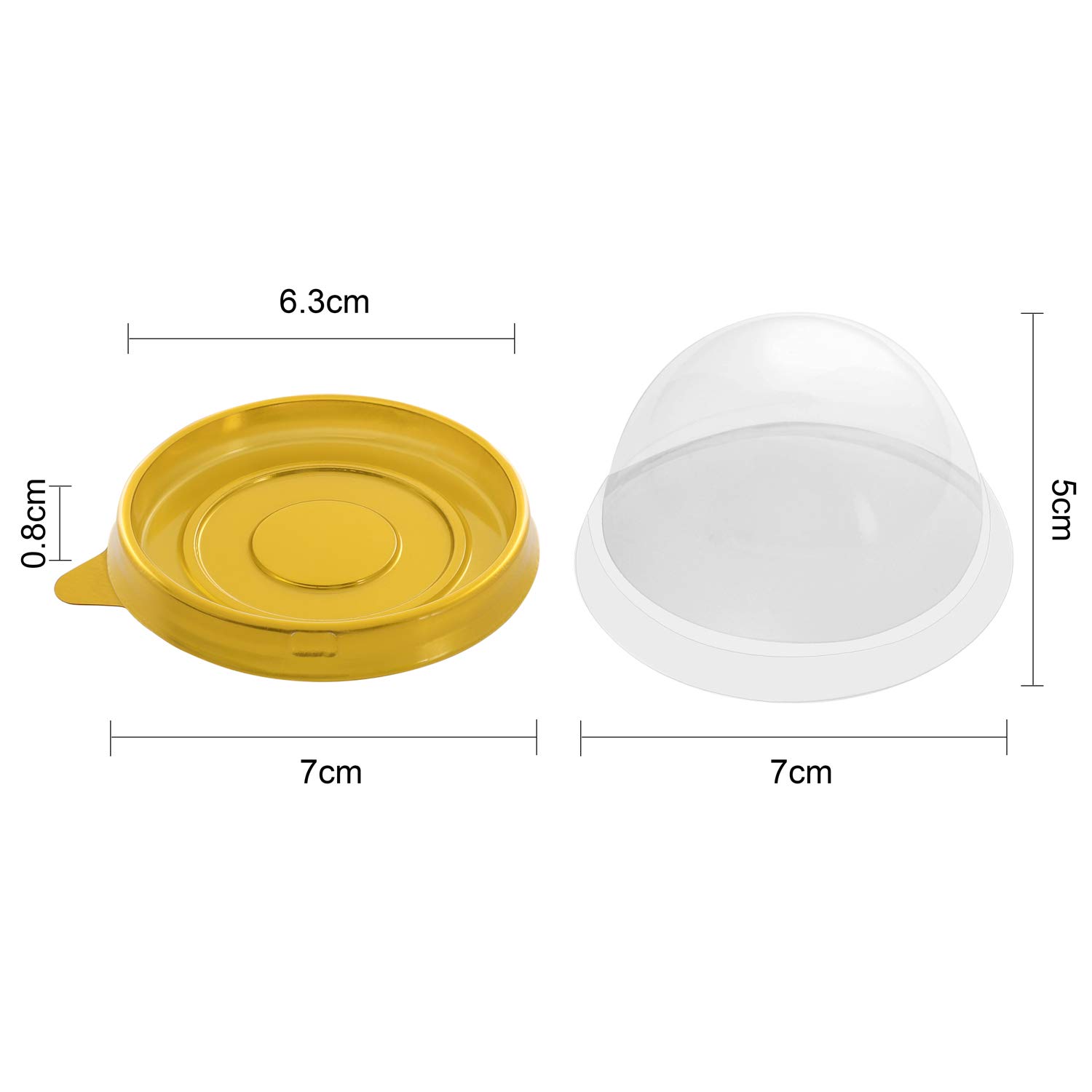 50 PCS Clear Plastic Cupcake Boxes with Lids - Mini Muffin Containers, Single Dome Dessert Holders for Ice Cream, Cheese Pastry, Mooncake & Cookies - Perfect for Wedding, Birthday, Christmas Party & Bakery Display