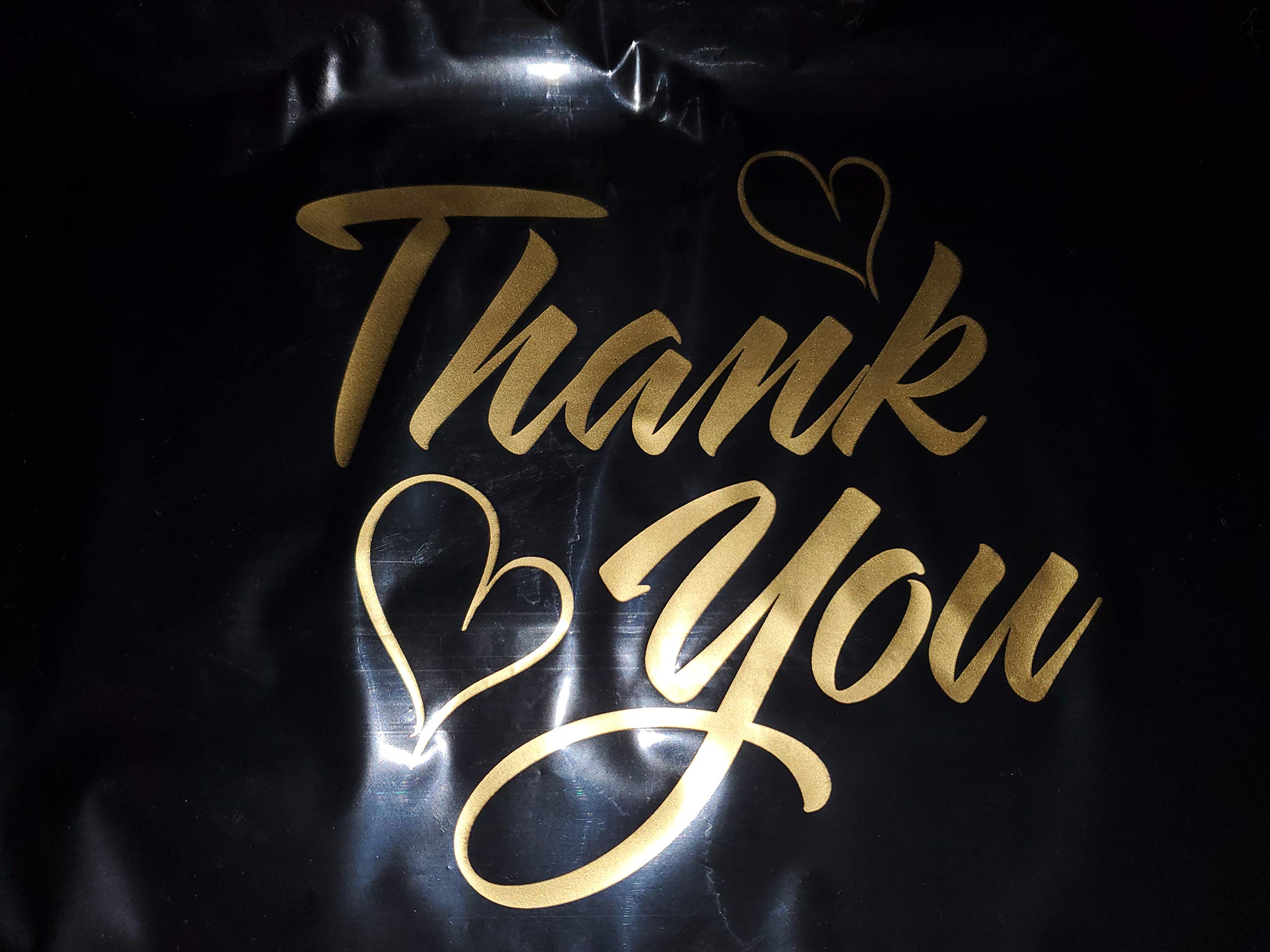 100 Pack 12x15 Inch Black Thank You Gift Bags with Die-Cut Handles & Glossy Finish - Premium Merchandise Bags for Retail Packaging, Party Favors, Wedding Favors, and Corporate Gifting