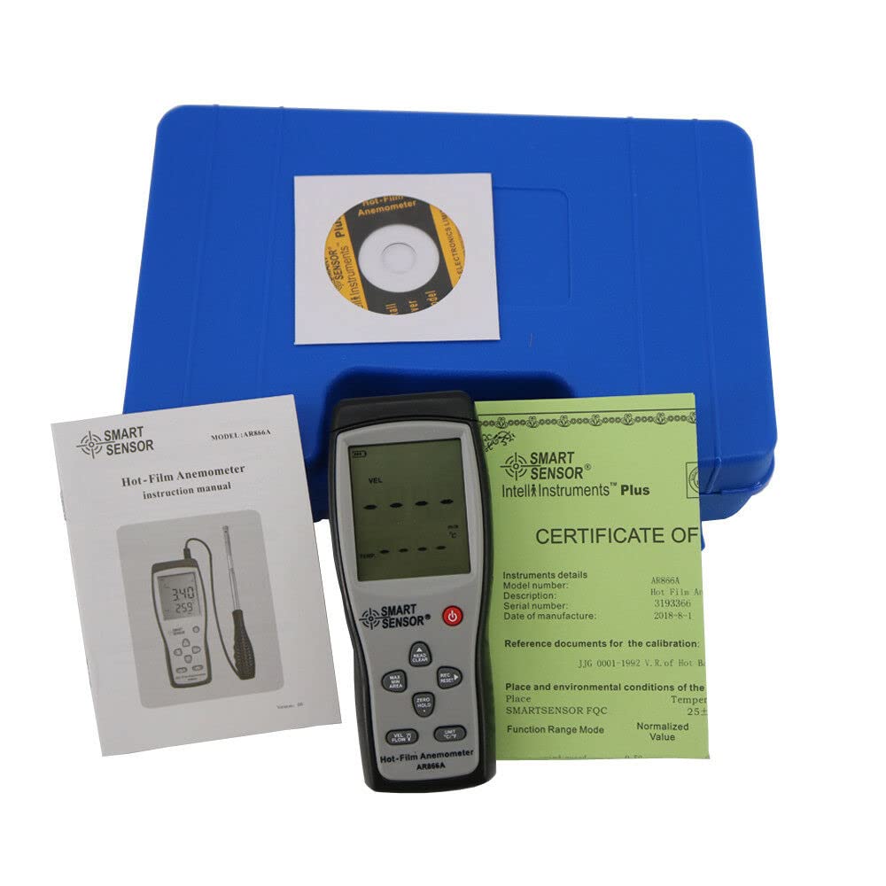 AR866A Hot Wire Thermo-Anemometer - Digital Air Flow Tester & Wind Speed Meter with Temperature Measurement (0.0-30M/S) - Perfect for HVAC, Industrial Ventilation, and Environmental Monitoring