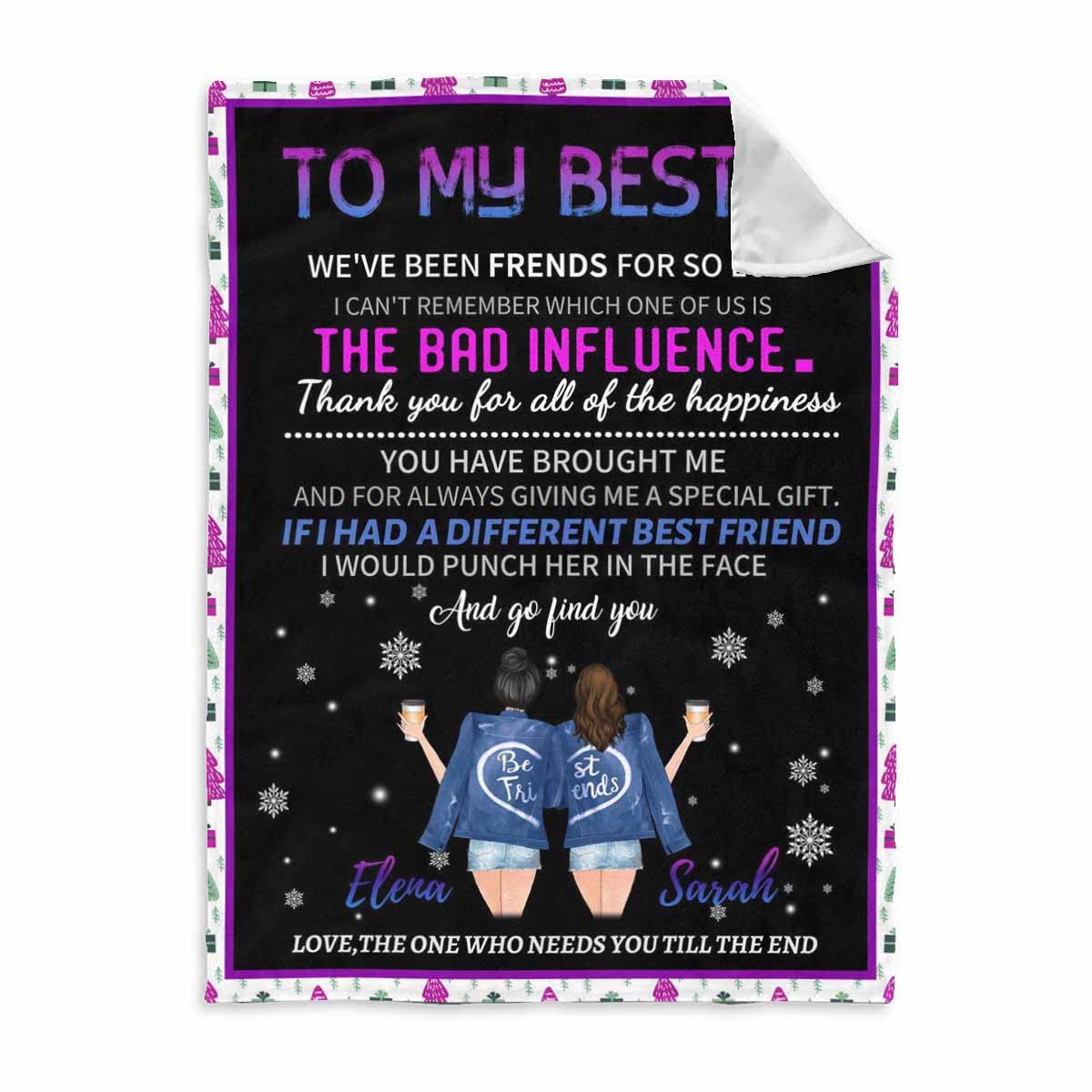MyPupSocks Personalized Blanket for Women - Custom Best Friend Birthday Gift, Snowflake Design Long Distance Friendship Bed Blanket 50x60, Perfect for Cozy Nights and Thoughtful Surprises