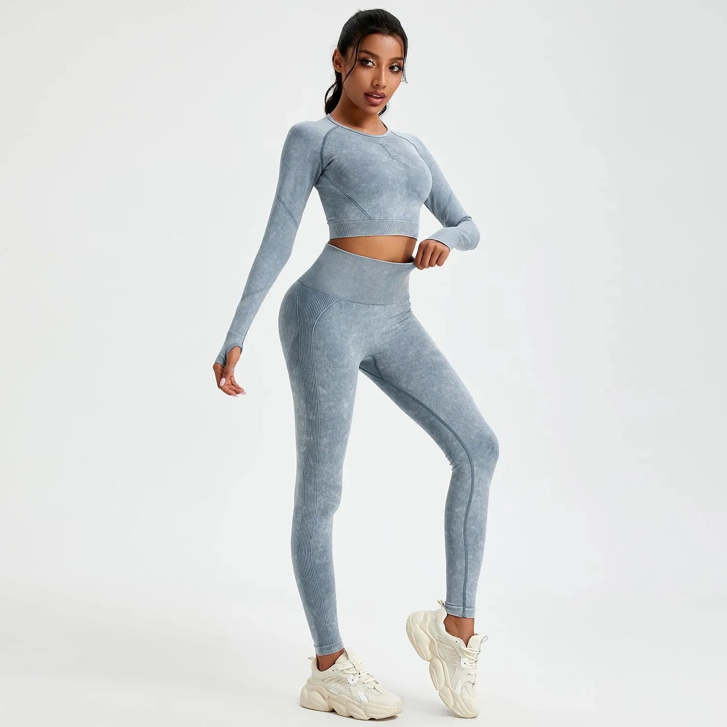 Women's Autumn Wash Skinny Stretch Sport Pants Set - Comfortable Activewear for Yoga, Running & Gym Workouts