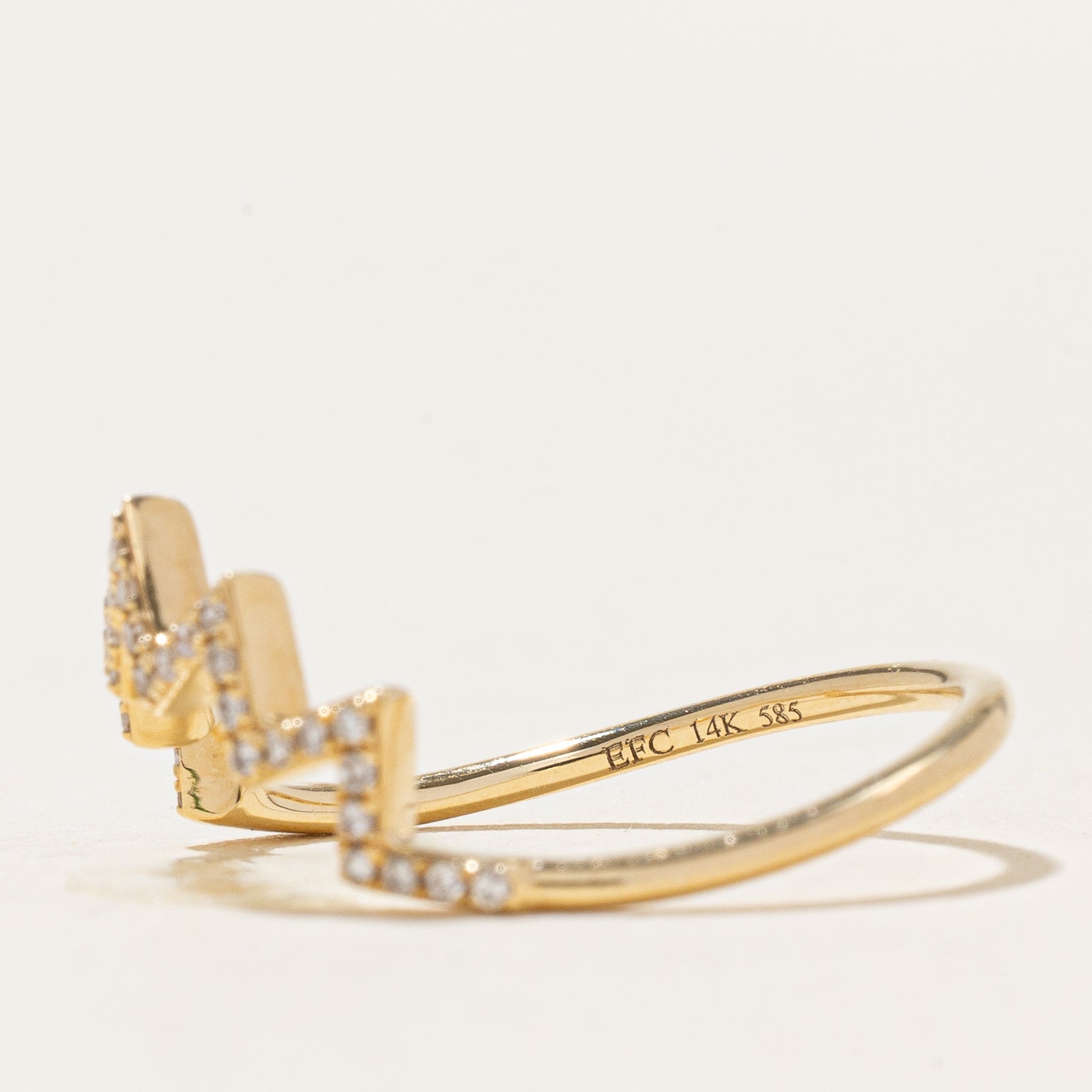 EF Collection Diamond Zigzag Contour Ring - 0.07 Carat Total Weight (ctw) | Size 7.25 | Elegant Stackable Ring for Women | Perfect for Weddings, Anniversaries & Everyday Wear