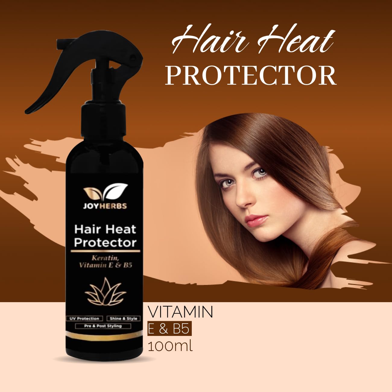 JOYHERBS Heat Protectant Spray for Hair Straightener & Styling - Sulfate Free, Paraben Free, 200ml - Prevents Heat Damage & Frizz for Smooth, Shiny Hair - Perfect for Daily Styling & Salon Use