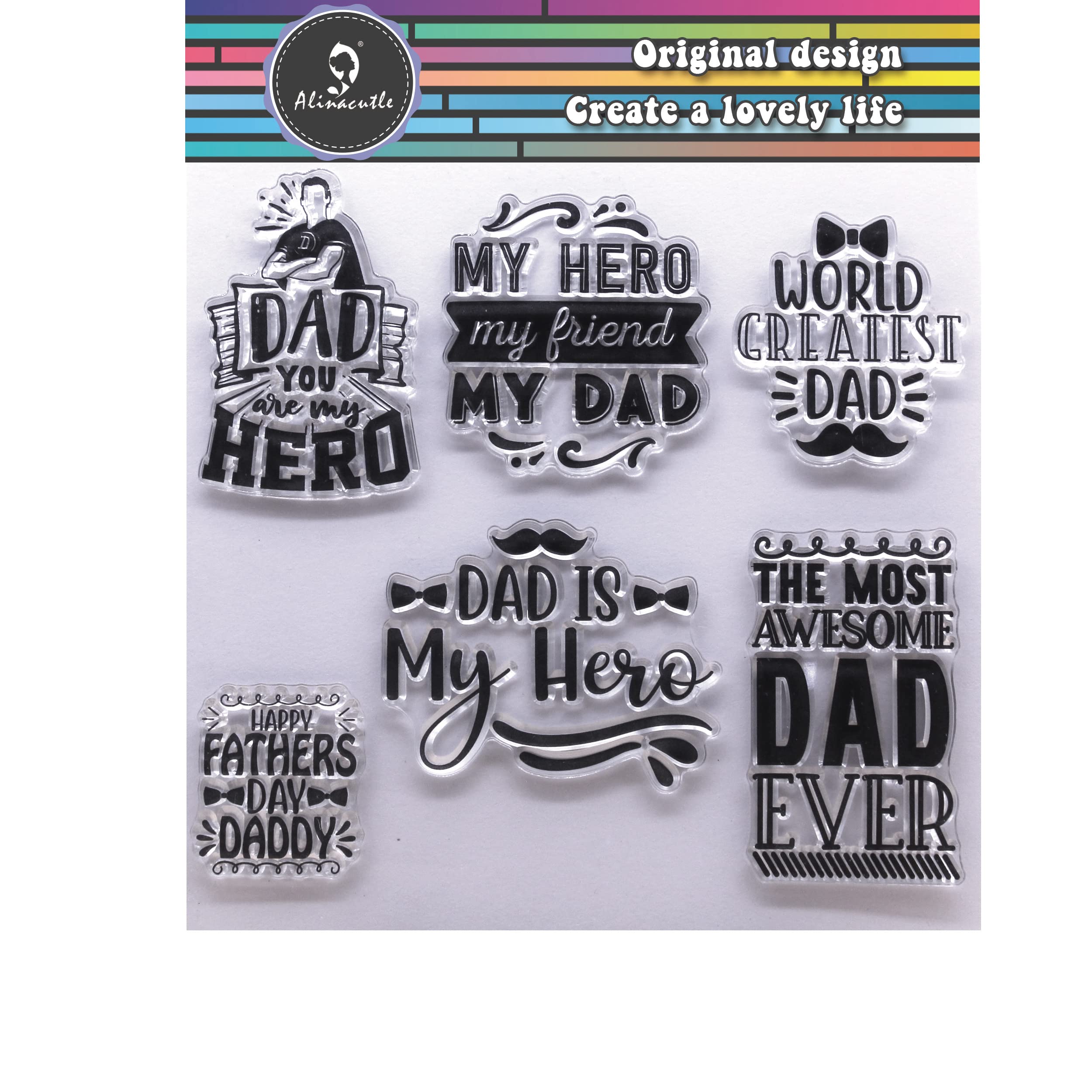 Alinacutle DAD You're My Hero Clear Craft Stamps - Father's Day DIY Scrapbooking, Card Making & Paper Art Supplies - Perfect for Greeting Cards, Journals & Gift Wrapping