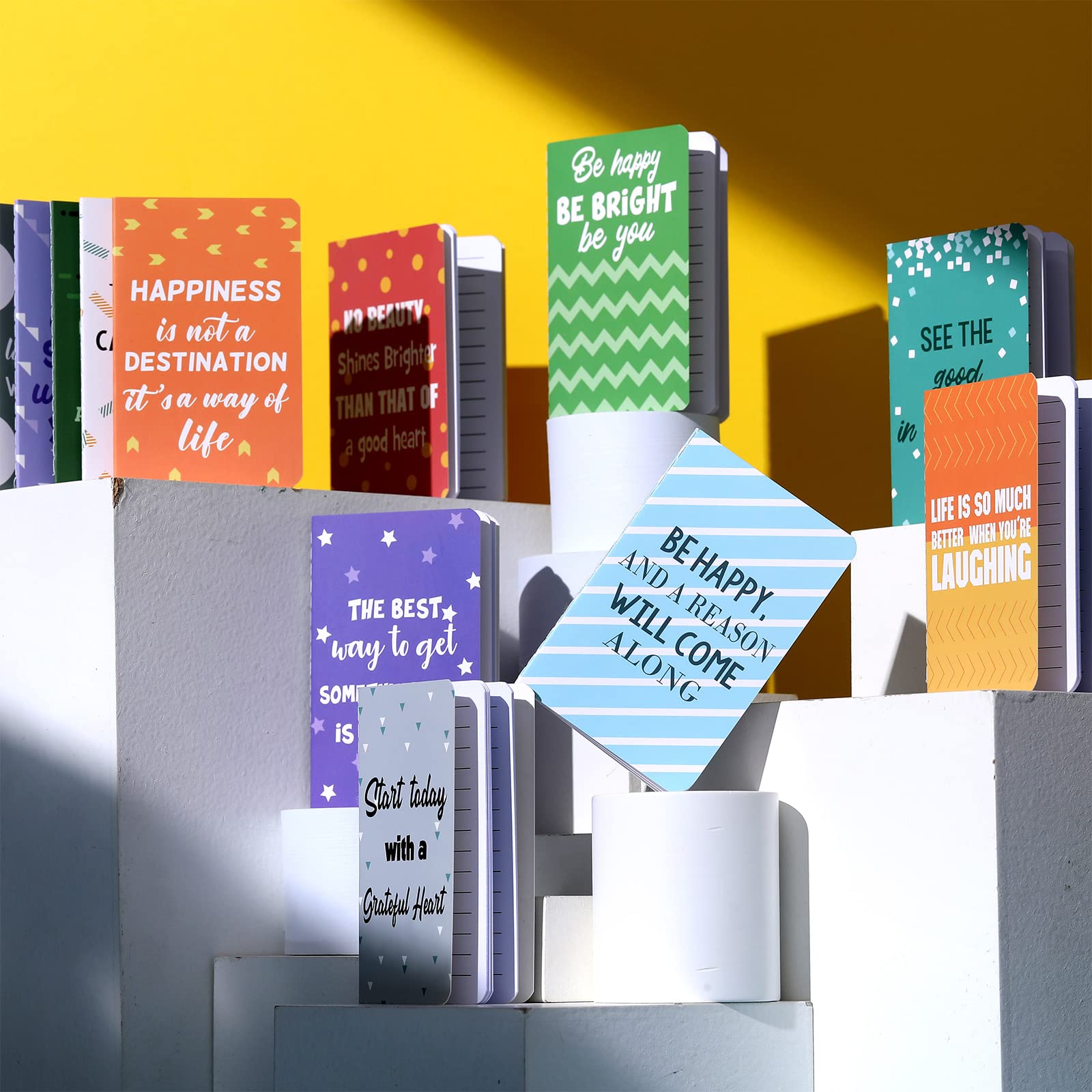 24-Pack Mini Colorful Notebooks Bulk - Motivational Journals & Inspirational Notepads for Teachers, Office, Travel - Small Pocket Notebooks with Positive Quotes (Perfect for Gifts, School Prizes & Daily Motivation)