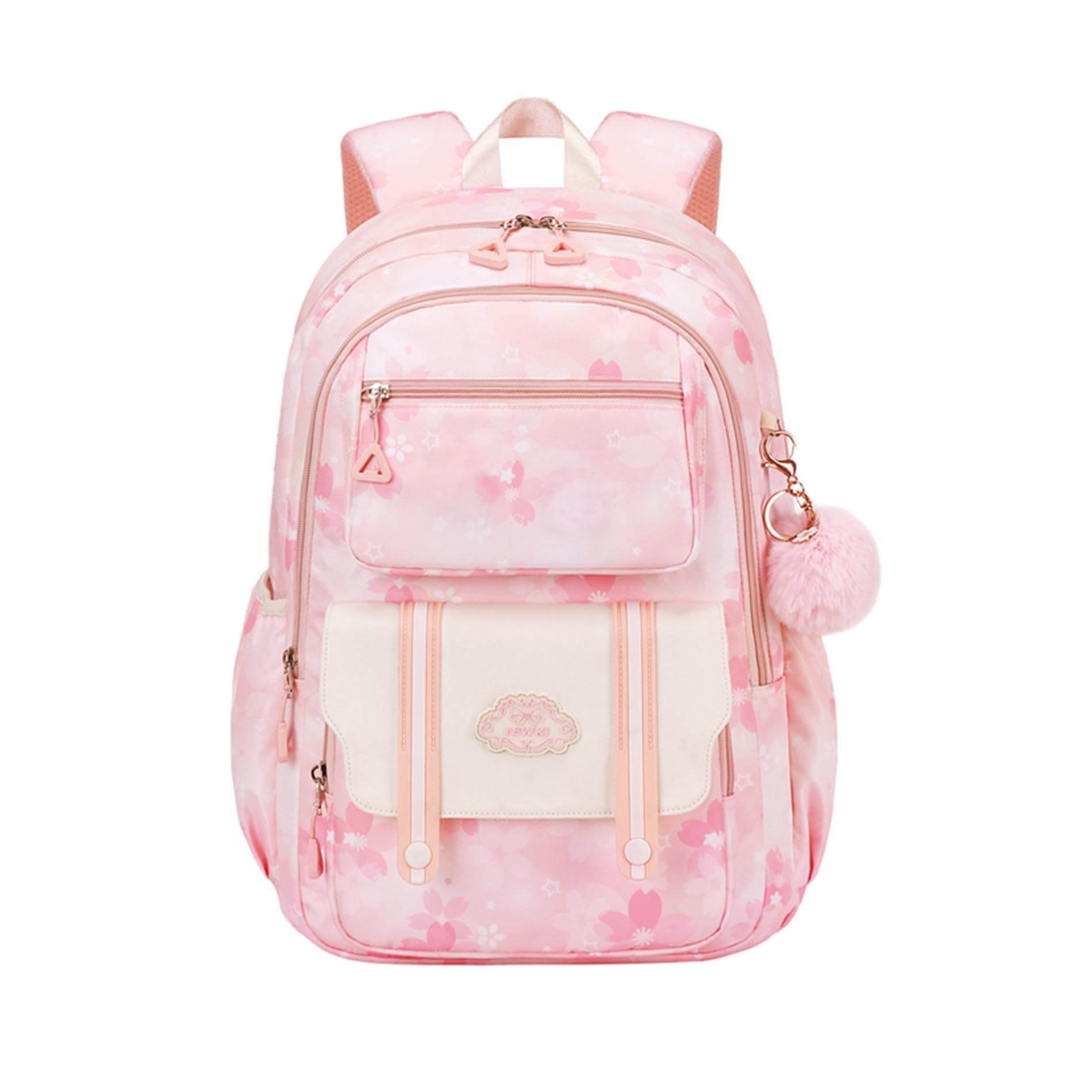 **Cute Pink Girls Backpack for School - Lightweight Bookbag with Multiple Pockets for Teen & Elementary Students - Perfect for Daily Use, Travel & Outdoor Activities**