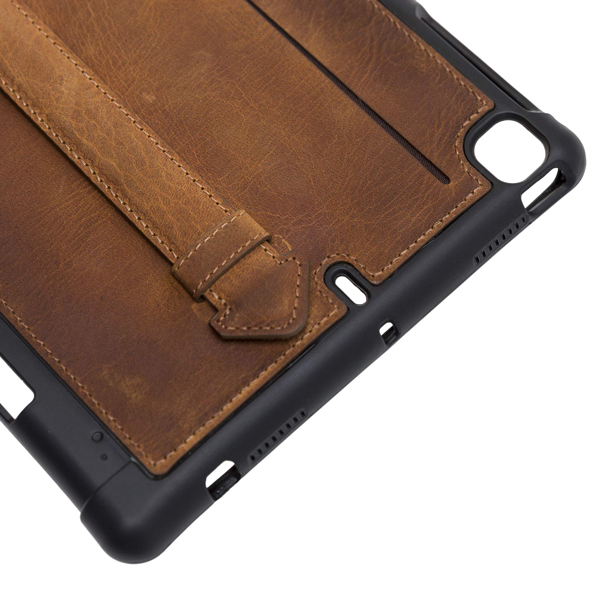 Venito Lecce Genuine Leather Wallet Case for iPad Mini 5 (5th Generation 2019) - Premium Tablet Cover with Flex Handle - Antique Brown - Perfect for Travel, Business & Everyday Use