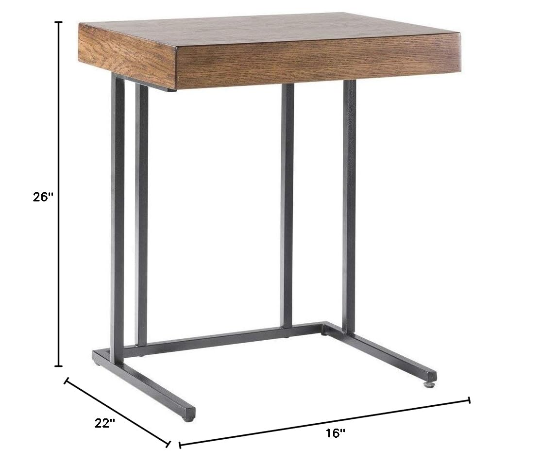 Madison Park Wynn Modern Wood & Metal Laptop Stand with Drawer - Accent Side Table for Home Office, Bedroom & Living Room - Perfect for Snacks, Books & Small Spaces
