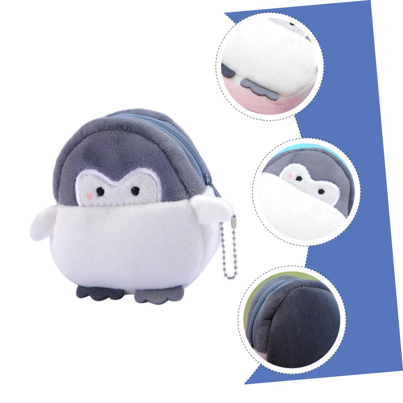 Holibanna 6 Pcs Plush Coin Purse & Keychain - Cute Stuffed Animal Handbag for Kids, Girls Backpack Accessories | Small Change Wallet Storage Bag (Penguin Design) - Perfect for School, Travel & Gift Giving