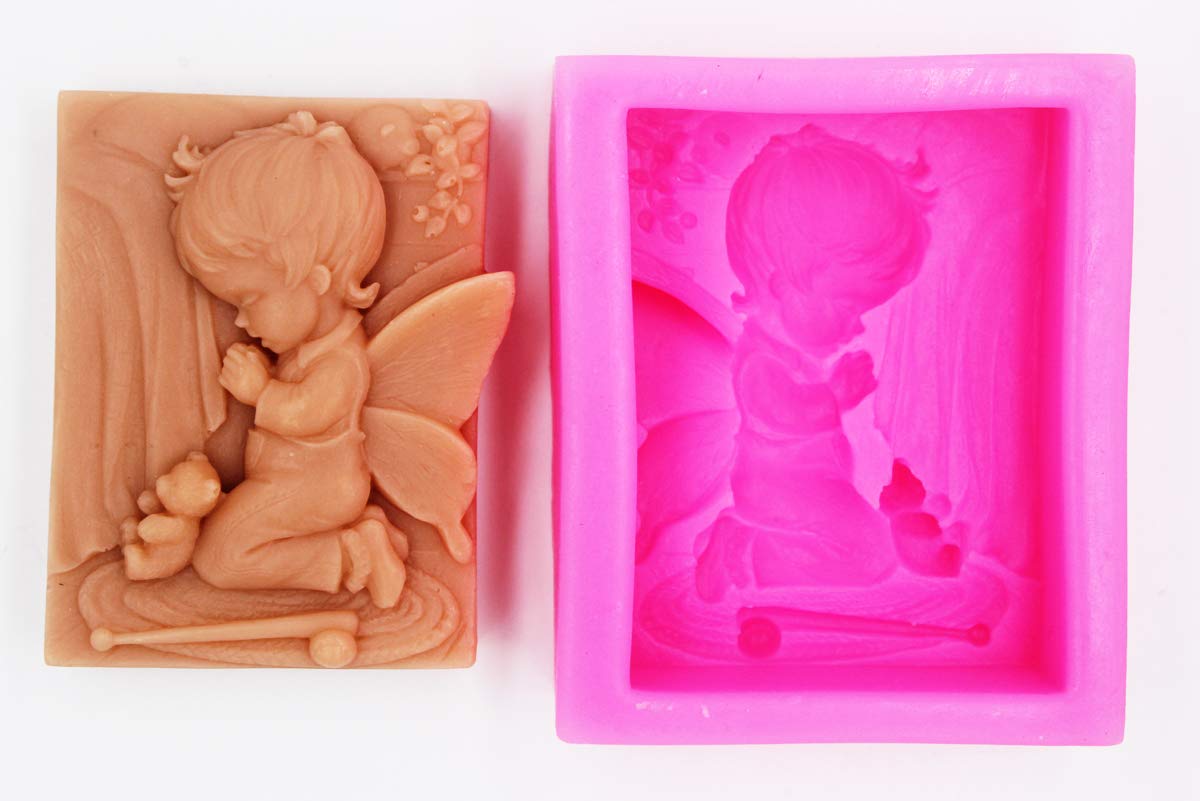 Elfin Boy Pray Silicone Soap Mold - DIY Handmade Soap Making Kit for Crafting Unique Soap Bars, Candles & Resin Art (S033) - Perfect for Home Spa, Gifts & Bath Decor