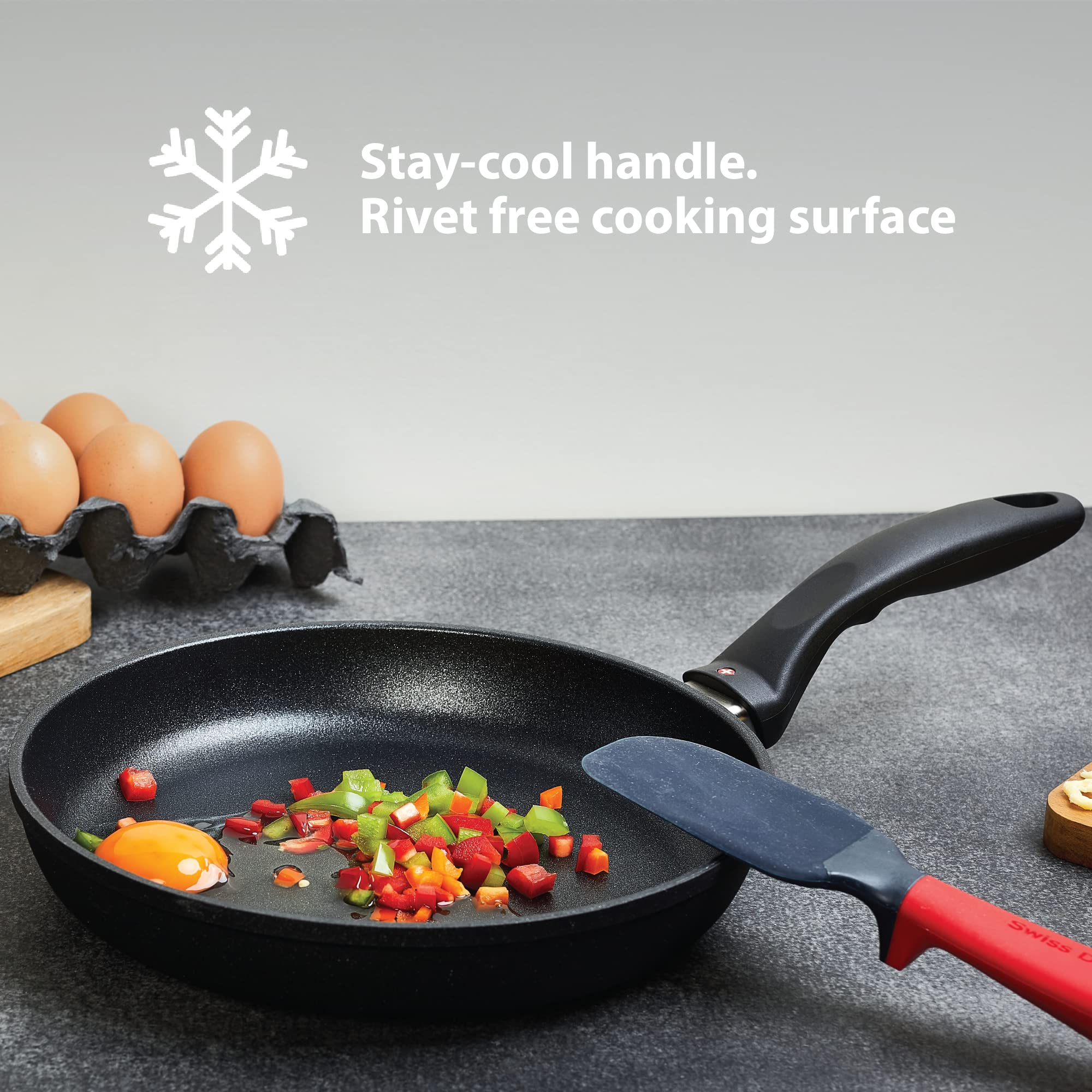 Swiss Diamond 4-Piece Nonstick Cookware Set - Diamond Coated Aluminum Casserole Pan with Lid & Grill Fry Pan | Oven & Dishwasher Safe (Grey) | Perfect for Sautéing, Grilling & Baking at Home
