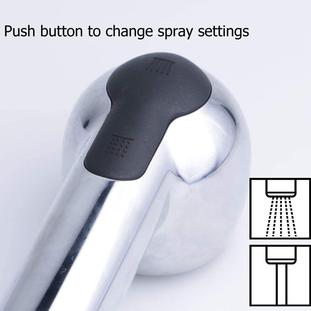 Pull-Out Spray Head Replacement for Kitchen Sink Faucet - 2 Function Shower Sprayer with G1/2 Male Thread Connection - Chrome Finish - Perfect for Washing Dishes, Fruits & Vegetables