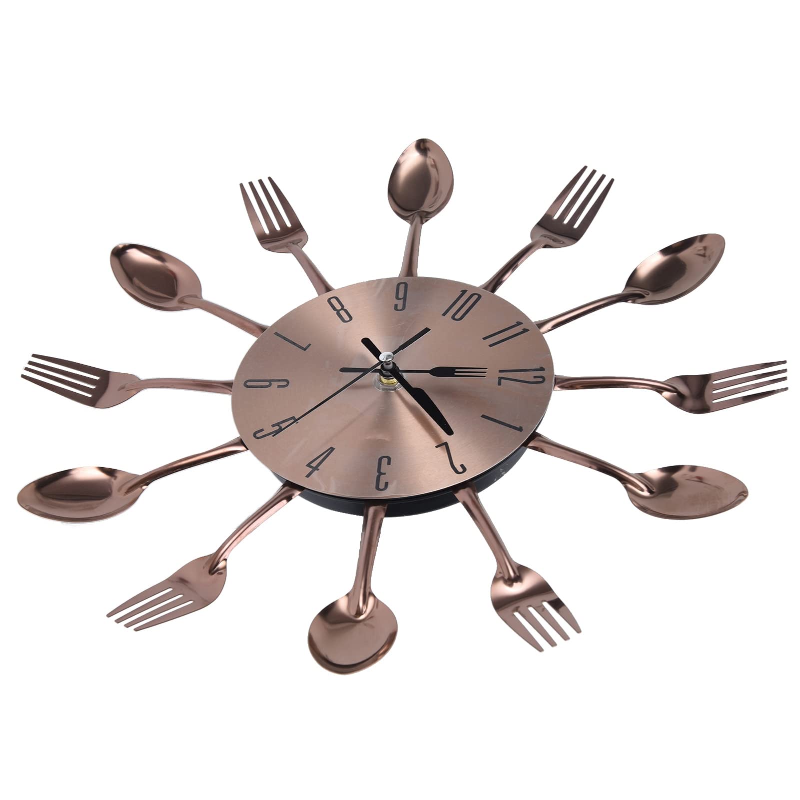 FTVOGUE Kitchen Wall Clock - Unique Cutlery Utensil Design with Spoon & Fork - Mirror Wall Decal Sticker for Home Decor - Perfect for Kitchen, Dining Room & Farmhouse Style Decorations