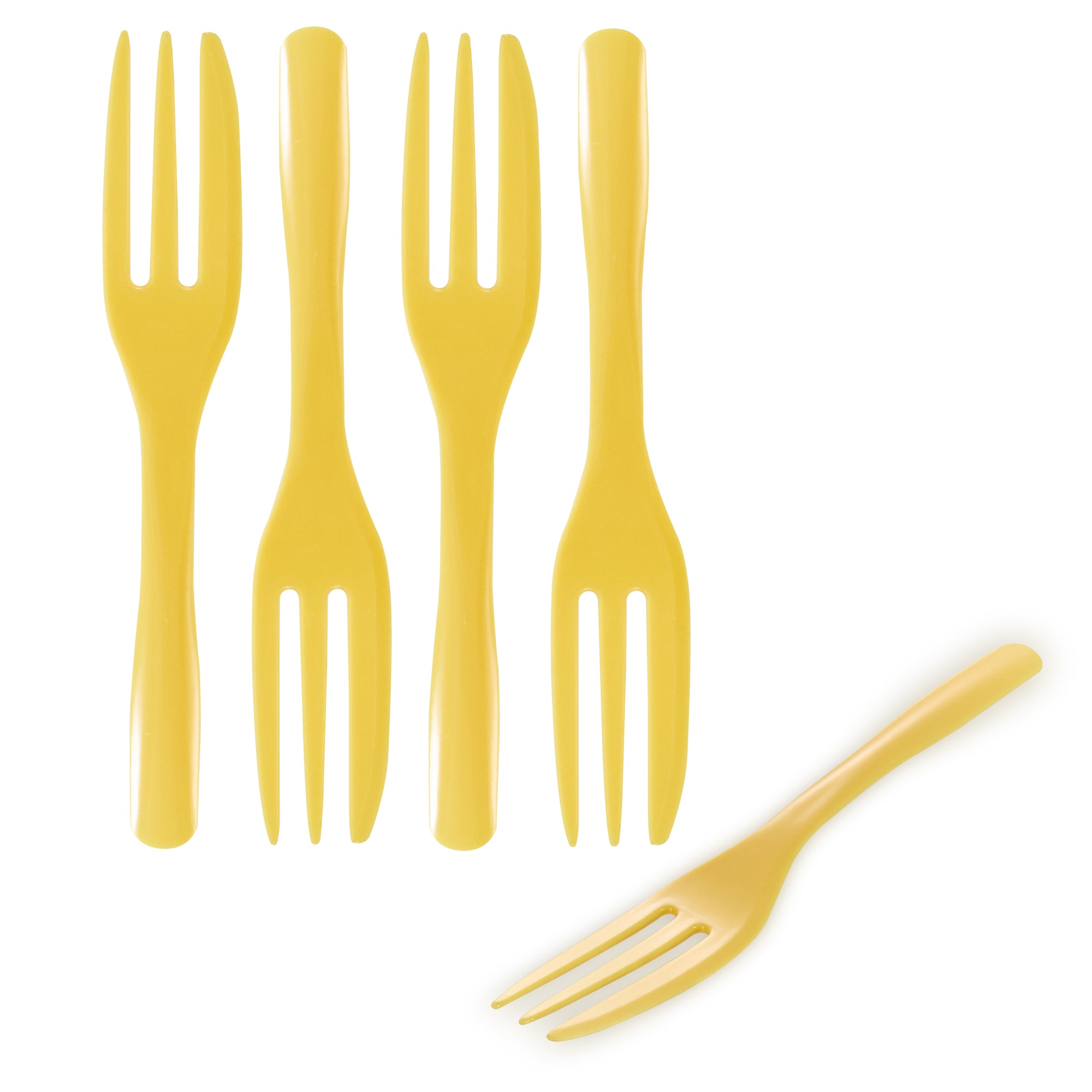 Baby Yellow Plastic Cake Forks with Knife Edge - 4 x 3/4 Inch - Pack of 500 - Perfect for Birthday Parties, Baby Showers & Catering Events
