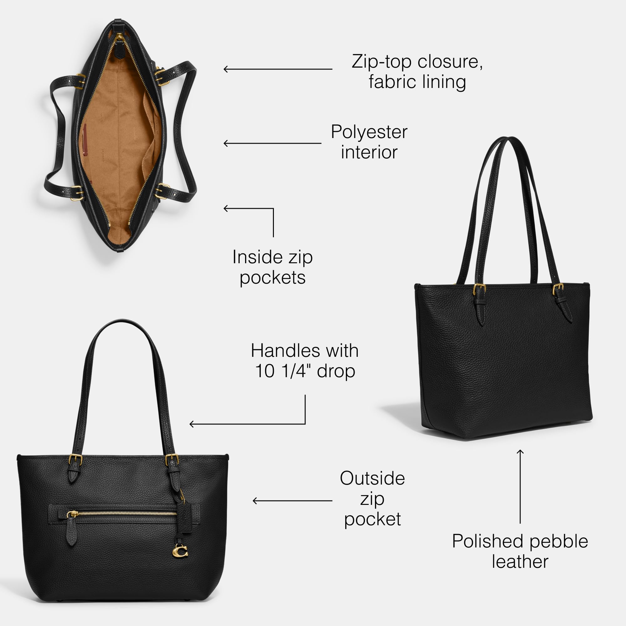 Coach Women's Polished Pebble Leather Taylor Tote - Stylish Designer Handbag for Work, Travel & Everyday Use | Premium Leather Shoulder Bag for Women
