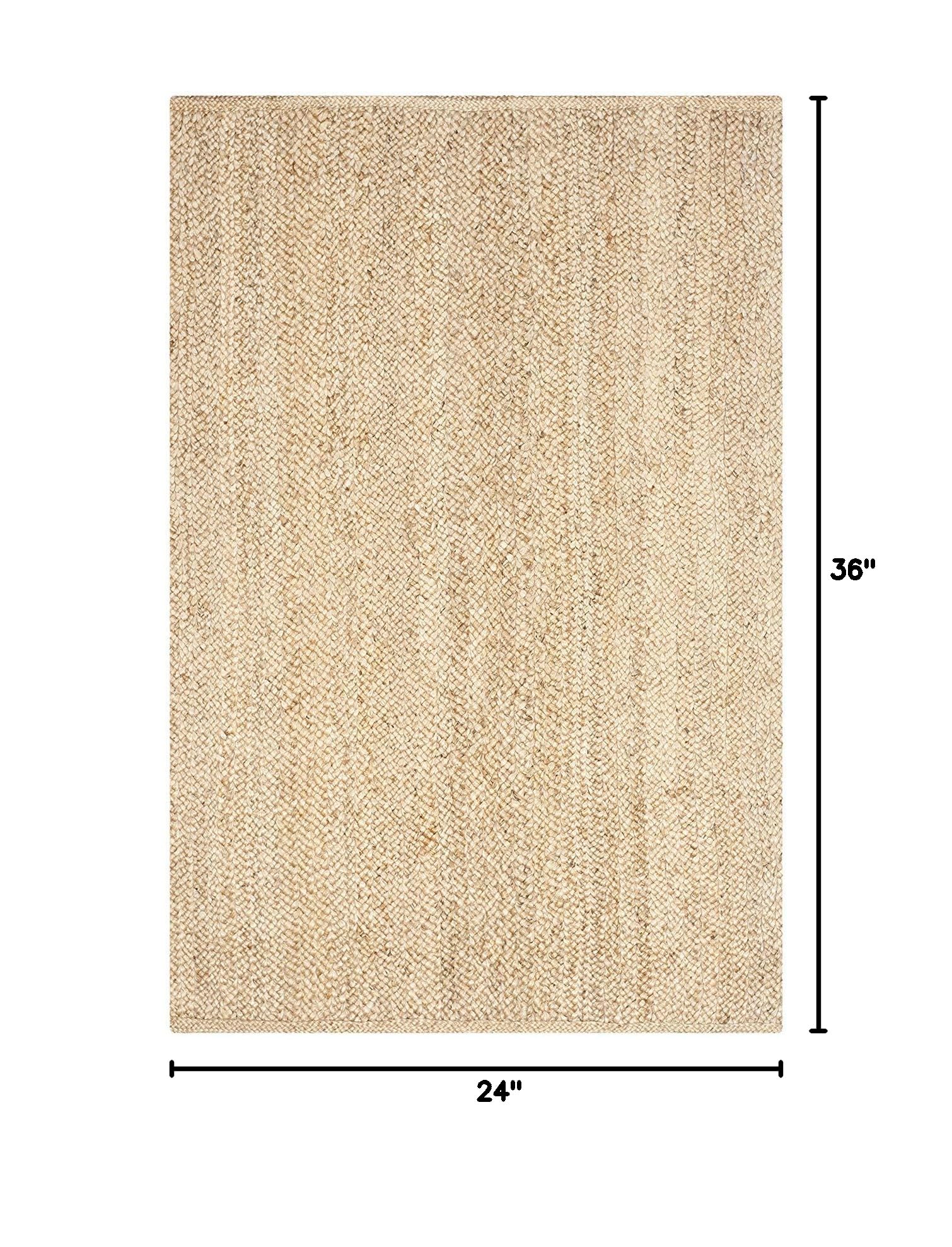 Handwoven Jute Farmhouse Rug - Natural Braided Rectangle Area Rug for Living Room, Bedroom, Kitchen (4x6 ft, Beige) | Eco-Friendly Home Decor & Cozy Floor Mat