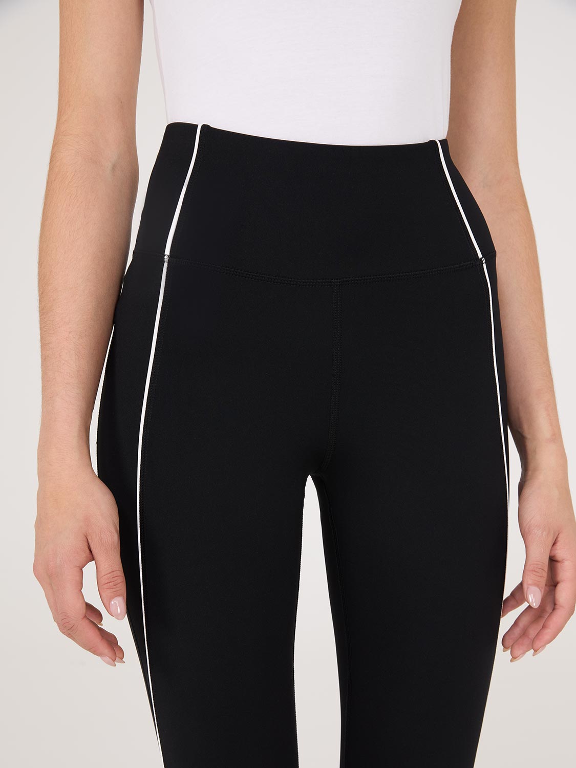 High Waist Contrast Piping Leggings for Women - Tummy Control Yoga Pants - Workout, Running, Gym & Lounge Wear