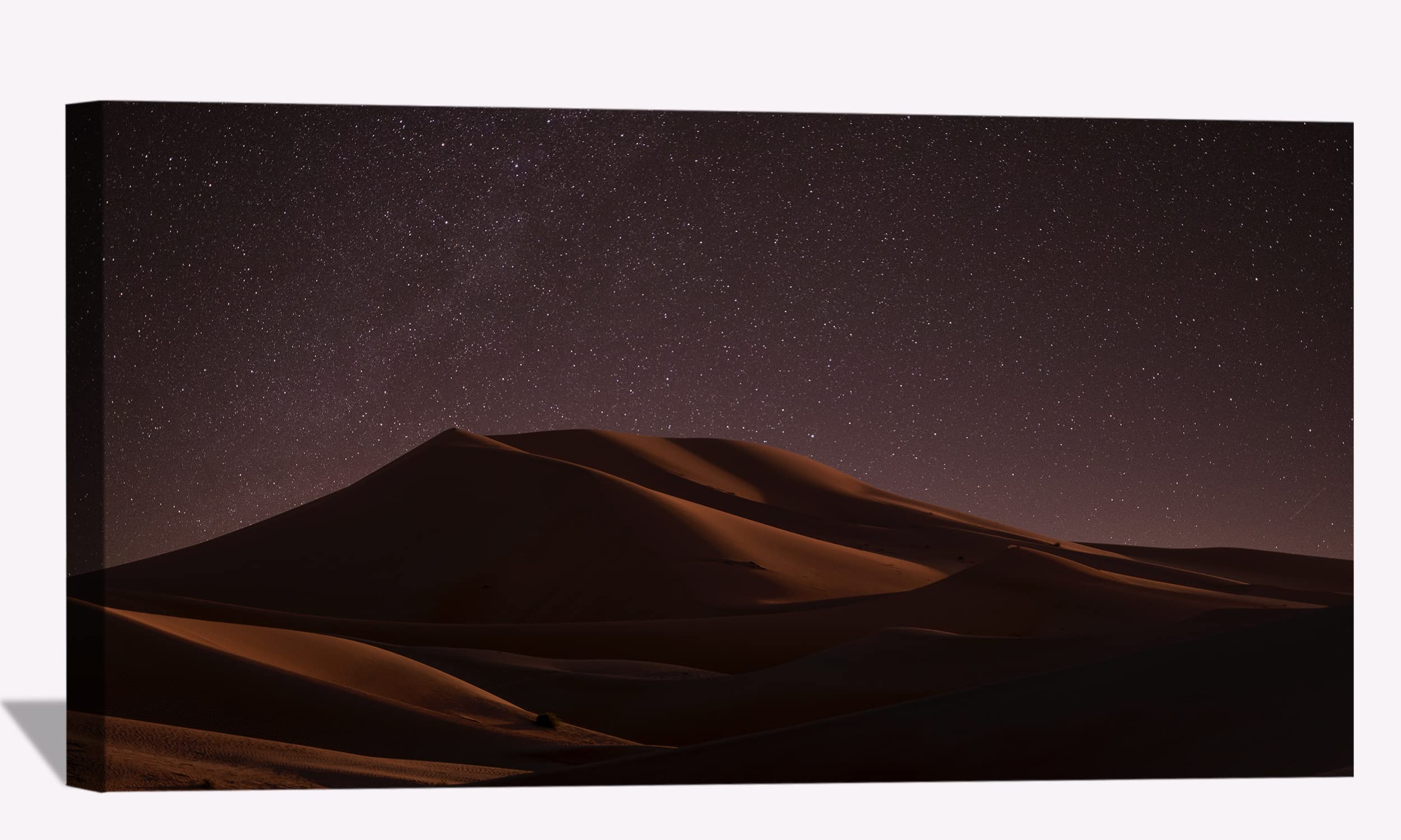 Desert at Night Wall Art - Stunning Sunset Canvas Painting of Sand Dunes | Framed Ready-to-Hang Home Decor for Living Room, Bedroom & Office | Perfect for Southwest Style Interior Design & Meditation Spaces