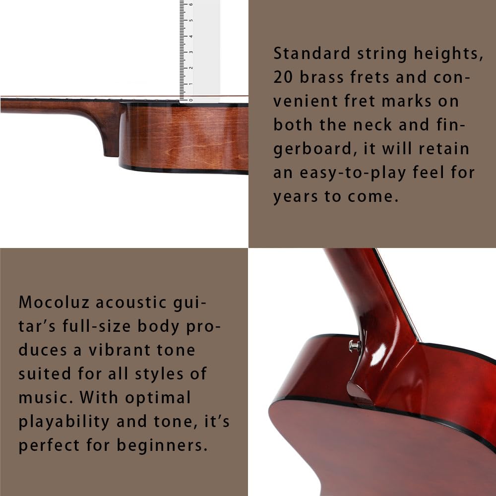 41-Inch Beginner Acoustic Guitar Starter Kit with Gig Bag, Strings, Strap, Tuner & Picks - Full Package for Adults & Teens Learning to Play (Black) - Perfect for Home Practice, Music Lessons & Campfire Performances
