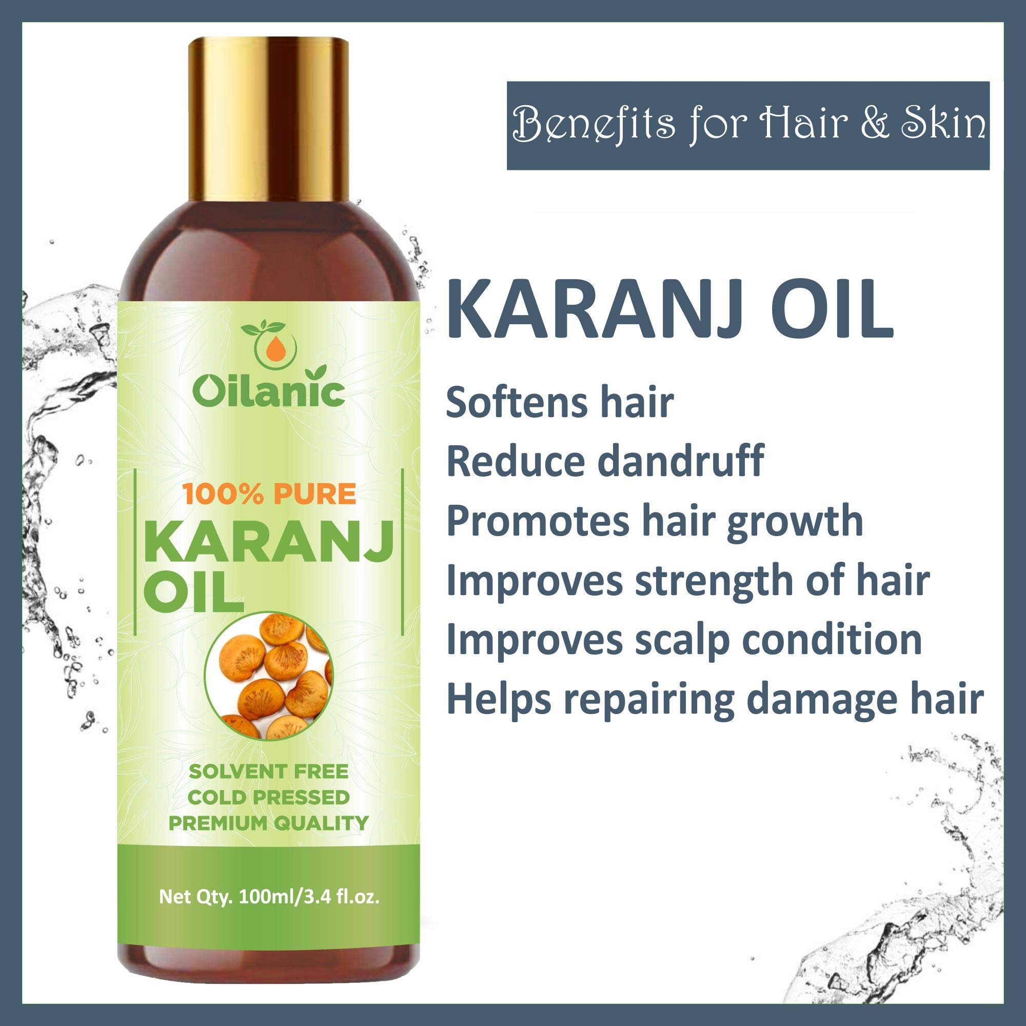 Oilanic 100% Pure & Natural Karanj Oil & Sesame Oil Combo Pack - 2 Bottles (100ml Each, Total 200ml) for Hair Care, Skin Moisturizing & Ayurvedic Massage