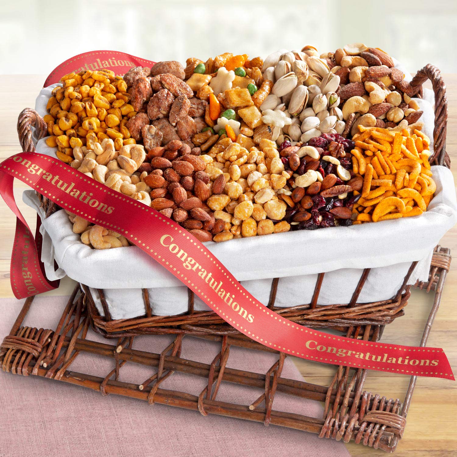 Premium Snacks and Nuts Gift Basket - Perfect for Congratulations, Birthdays & Holidays - Thoughtful Present for Office Parties, Housewarming & Special Occasions