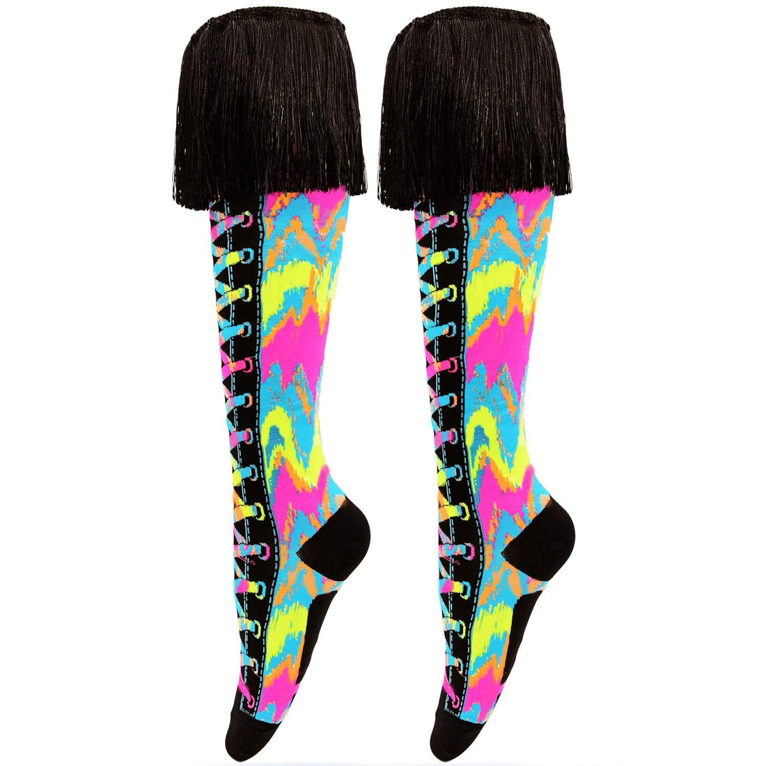 Vibrant Rainbow Tie-Dye Socks with Fun Tassels - Colorful Novelty Socks for Women & Men - Perfect for Costumes, Parties, and Unique Fashion Statements