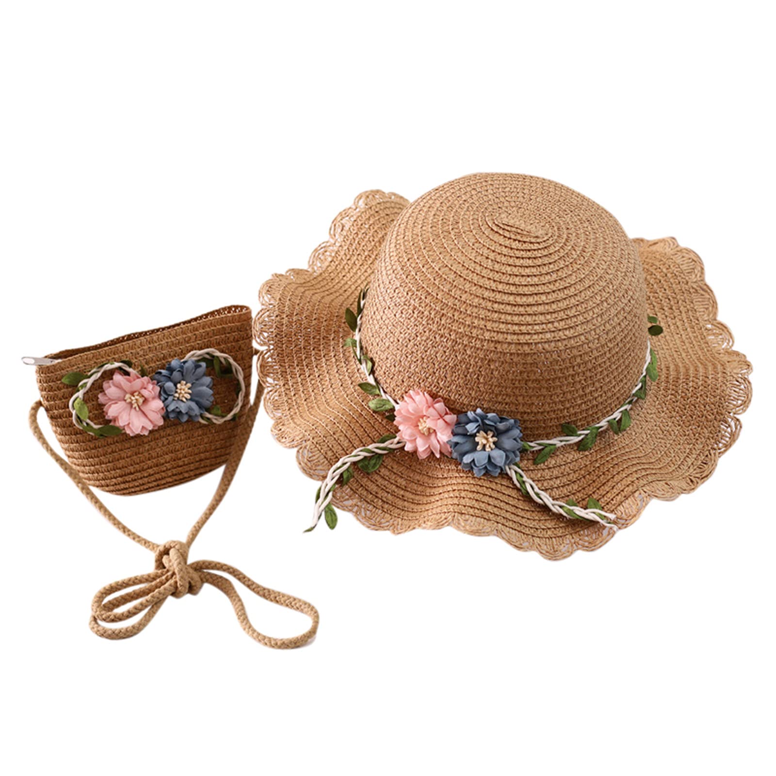 Straw Sun Hat for Women & Kids - UPF 50+ UV Protection Wide Brim Beach Hat for Summer, Outdoor, and Travel