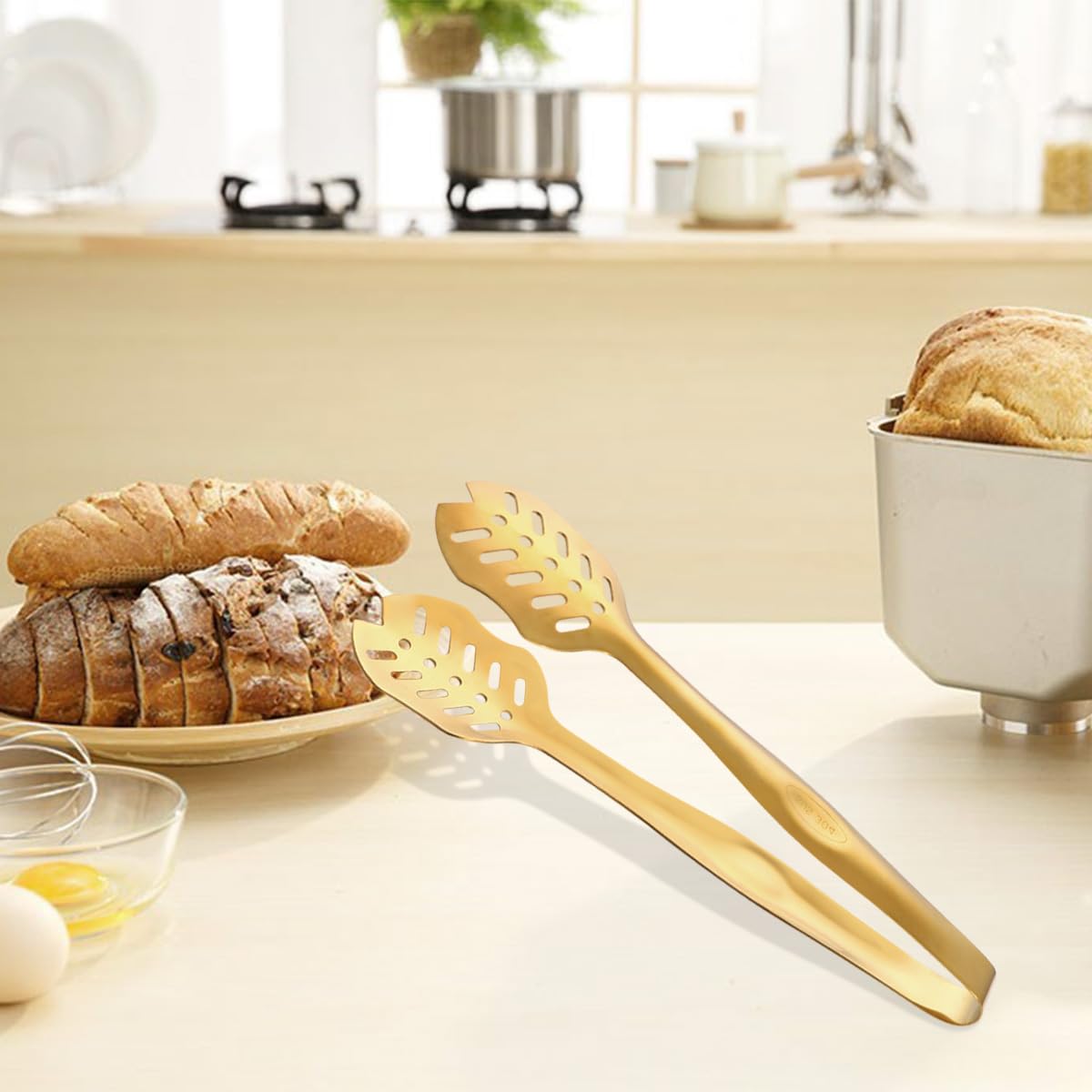 Premium Stainless Steel Salad Serving Set - Heavy Duty Smooth Finish Salad Spoon & Fork with Gold Finish - Ideal for Home Kitchen, Party Buffet, Catering & Outdoor Dining