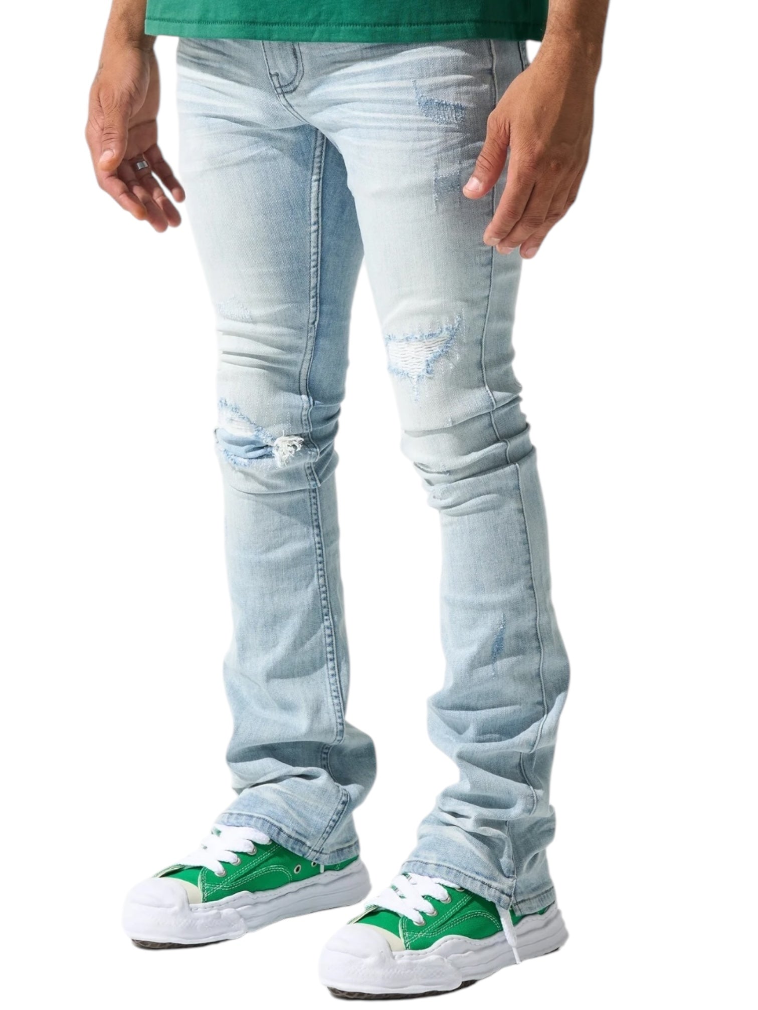 Serenede Azul Stacked Jeans for Women - High Waist Skinny Jeans in Sky Blue | Perfect for Casual Wear, Date Nights & Street Style Outfits