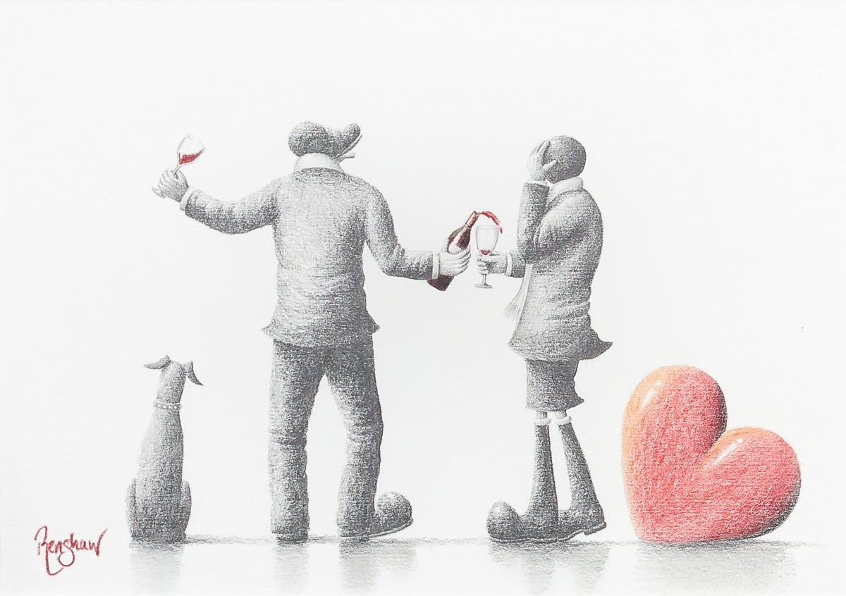 Romantic Love Sketch Art Print - Handmade Original Drawing for Wedding, Anniversary & Valentine's Day Gifts - Perfect for Home Decor & Couples Presents