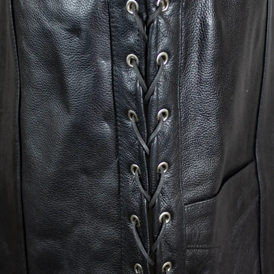 Open Road Men's Lace Side Leather Vest - Stylish Biker Vest for Motorcycle Riding, Western Fashion & Casual Outfits