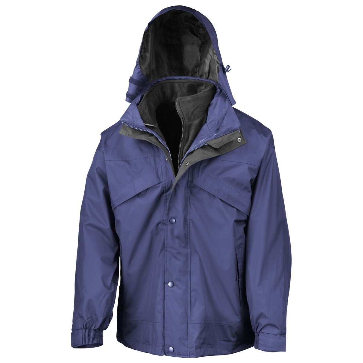 3 in 1 Removable Fleece Waterproof Windproof Men's Rain Jacket - Lightweight Outdoor Hiking, Camping & Travel Coat for All Seasons