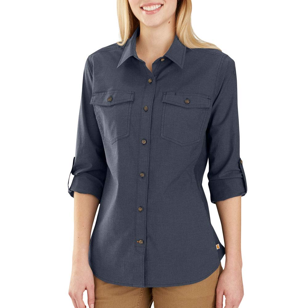 Carhartt Women's Rugged Flex Bozeman Long Sleeve Work Shirt - Durable Bluestone Cotton for Outdoor & Workwear - Size Large Regular - Perfect for Construction, Farming & Outdoor Adventures