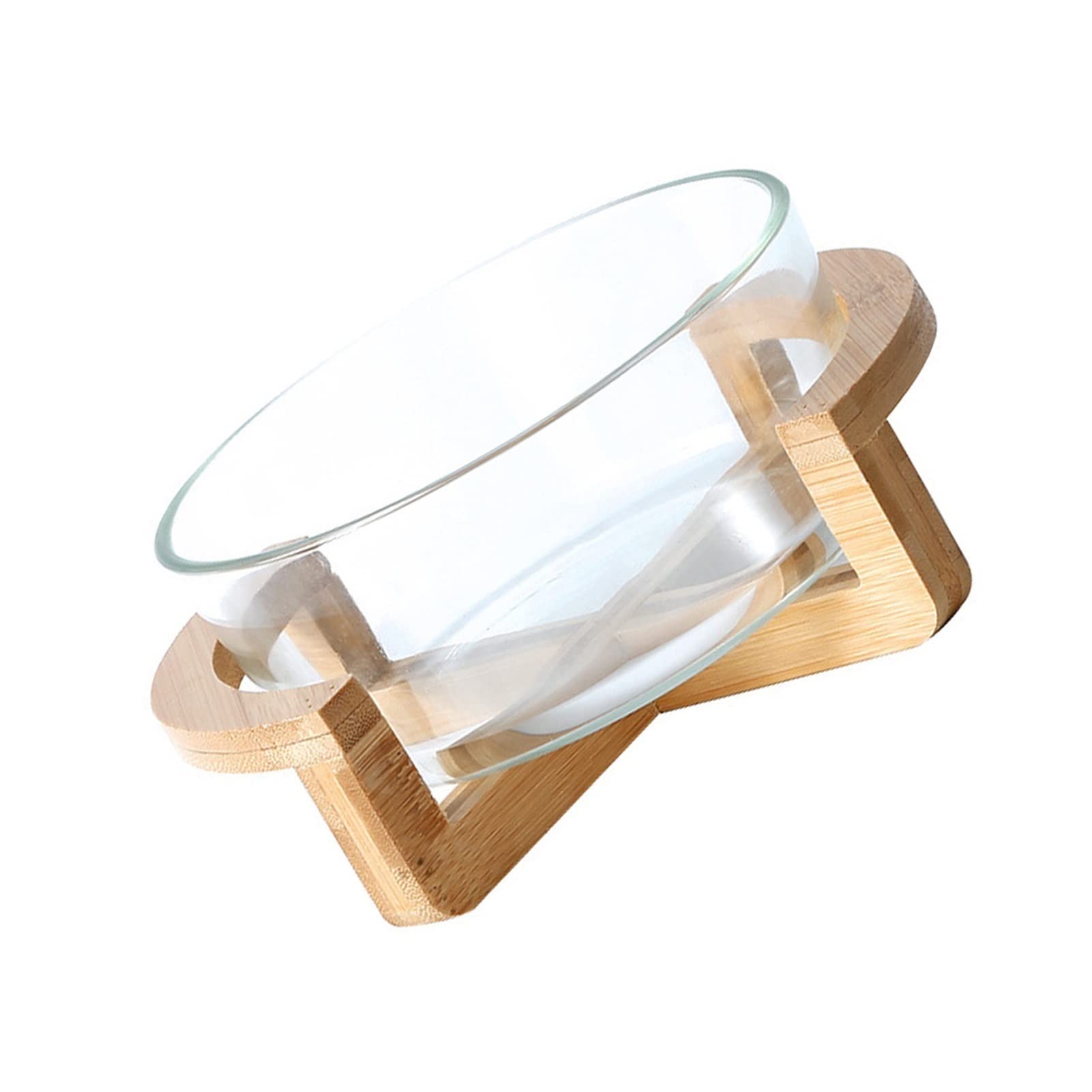 Heat-Resistant Glass Salad Bowl Set with Wooden Base - 1-Piece Serving & Food Storage Container for Kitchen, Dining, and Entertaining