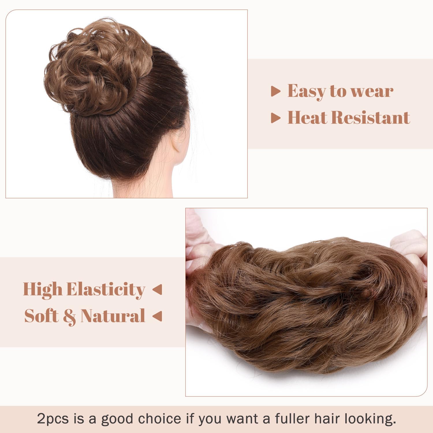 Messy Bun Hair Piece for Women - Synthetic Hair Extensions for Quick & Easy Updos - Perfect for Weddings, Parties & Everyday Styling