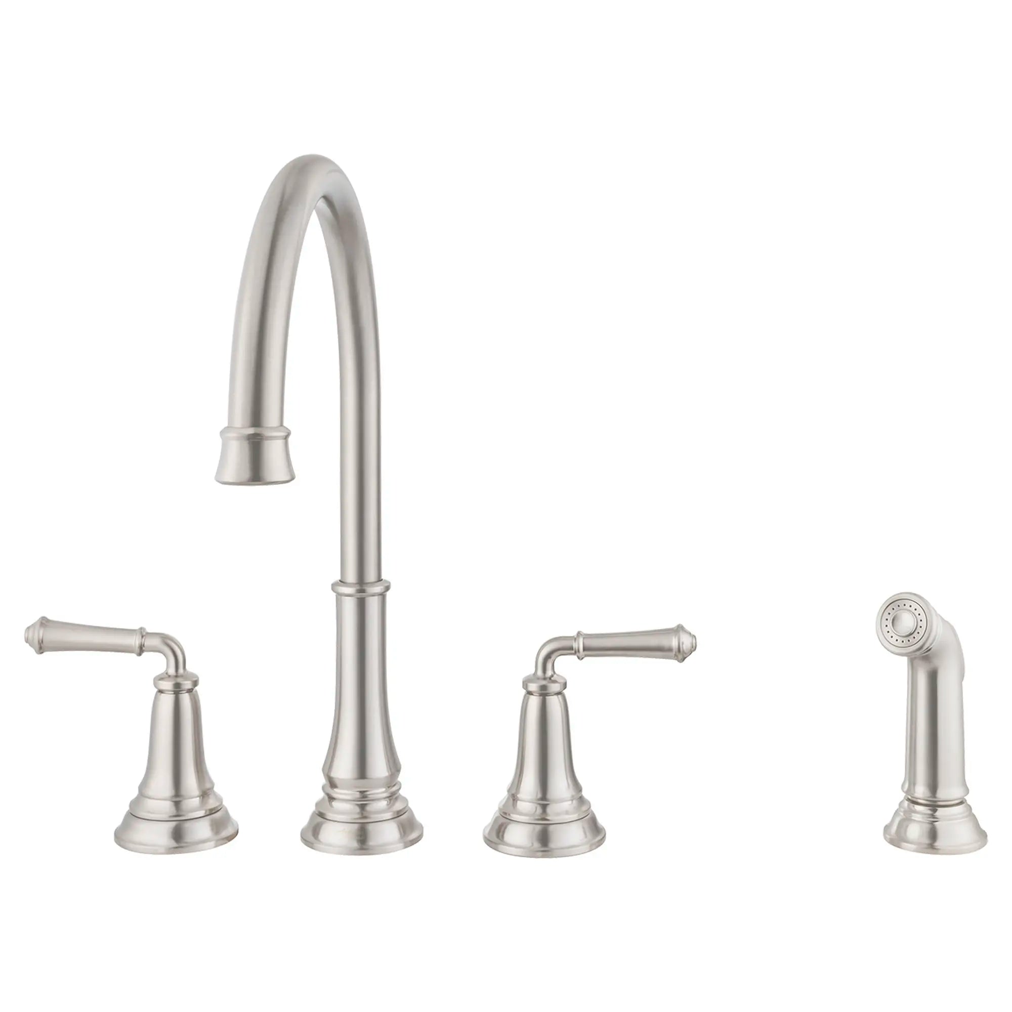Delancey® 2-Handle Widespread Kitchen Faucet with Side Spray - 1.5 GPM/5.7 LPM - Brushed Nickel Finish - Perfect for Modern Kitchens & Easy Dishwashing