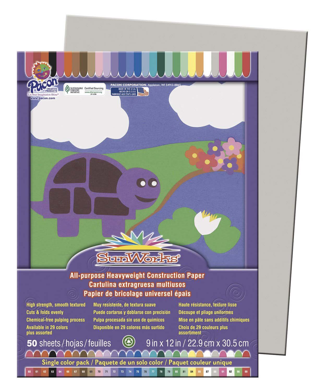 Grey Construction Paper 9x12 Inches - 50 Sheets Pack | Ideal for School Projects, Arts & Crafts, Scrapbooking