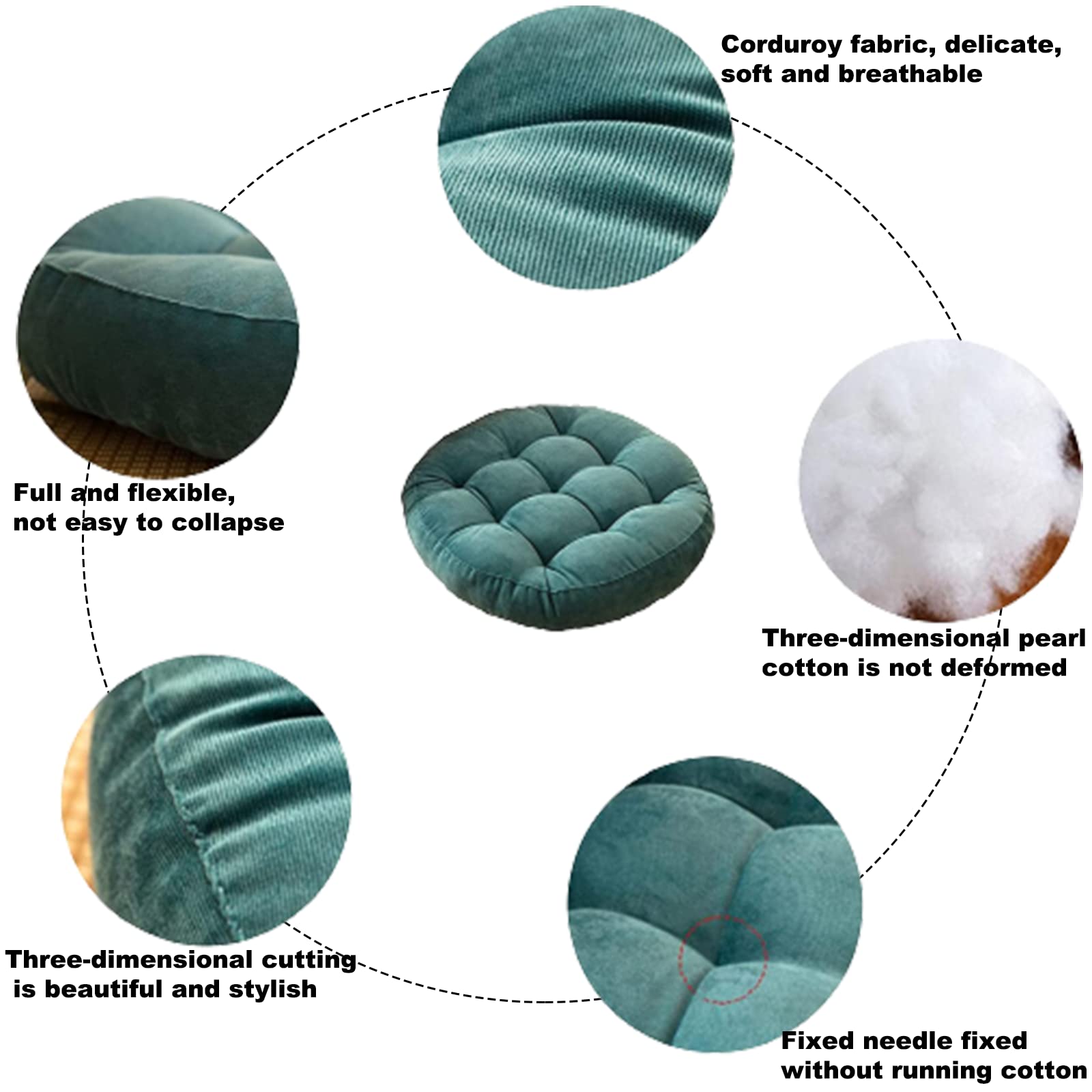 Round Floor Cushions Set of 2 - 17 Inch Outdoor Seat Pillows for Patio, Garden, Balcony, Yoga, Living Room & Office - Waterproof Blue Floor Cushion Pad - Perfect for Picnics, Camping, and Indoor Lounging