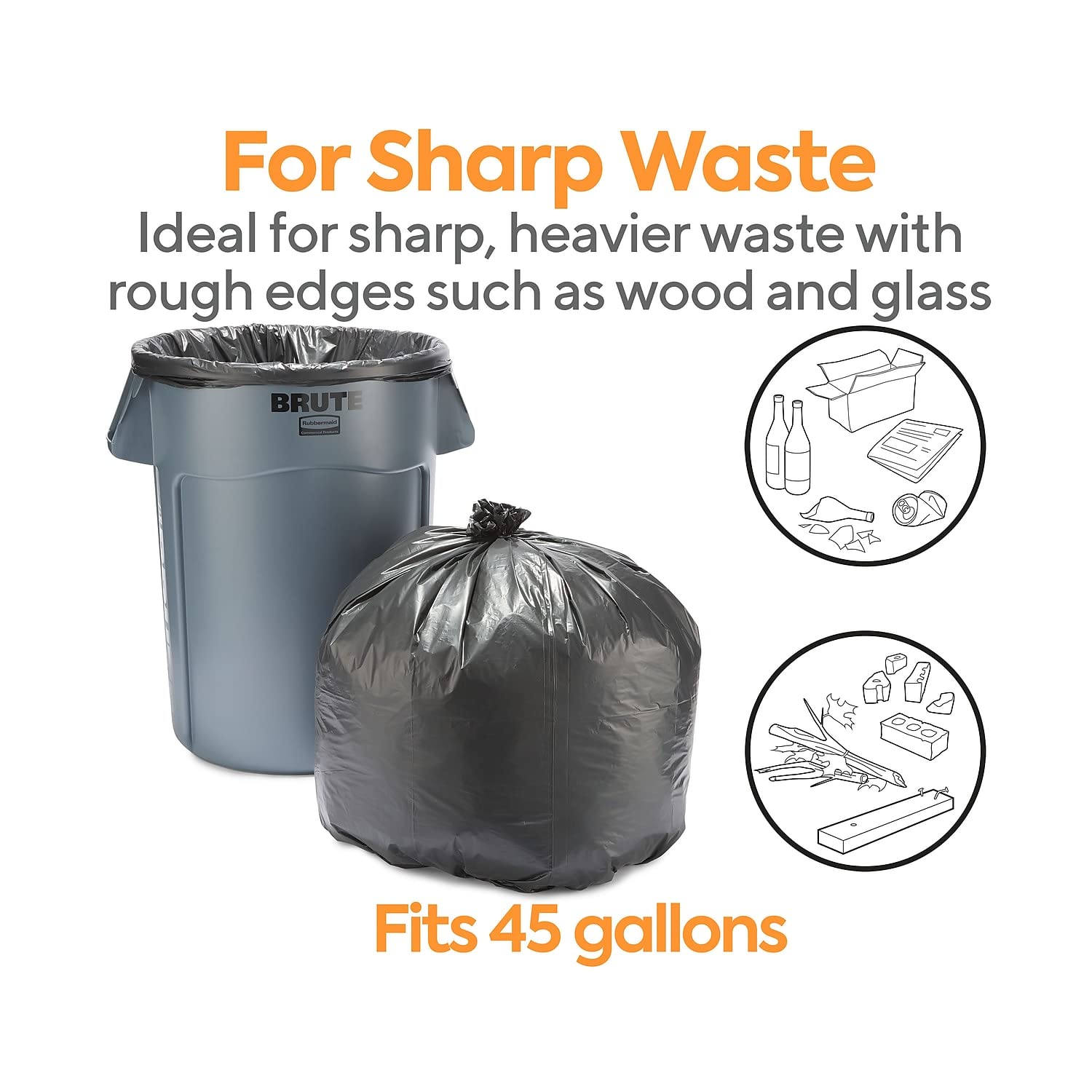 Eco-Friendly 40-45 Gallon Heavy Duty Trash Bags - 100 Count Recycled Plastic Garbage Bags for Home, Office & Outdoor Use