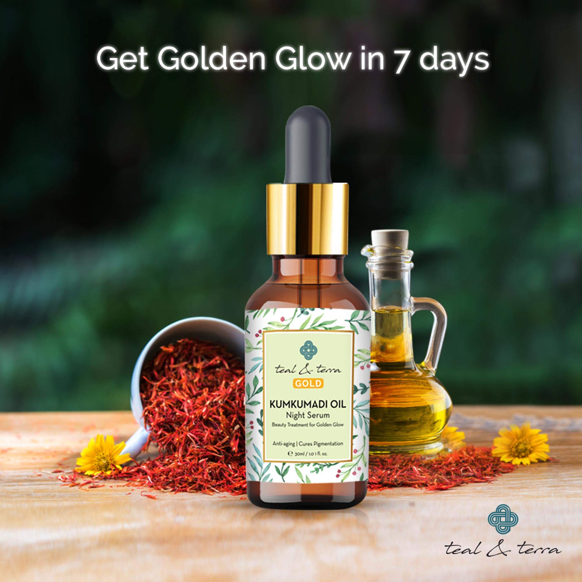 Teal & Terra Skincare Combo Pack: Kumkumadi Oil Tailam (30ml) & Hydrating Lip Balm (30g) | Night Serum for Skin Brightening & Glowing Complexion | Reduces Pigmentation & Moisturizes Dry Lips | Perfect for Nighttime Skincare Routine & Daily Lip Care