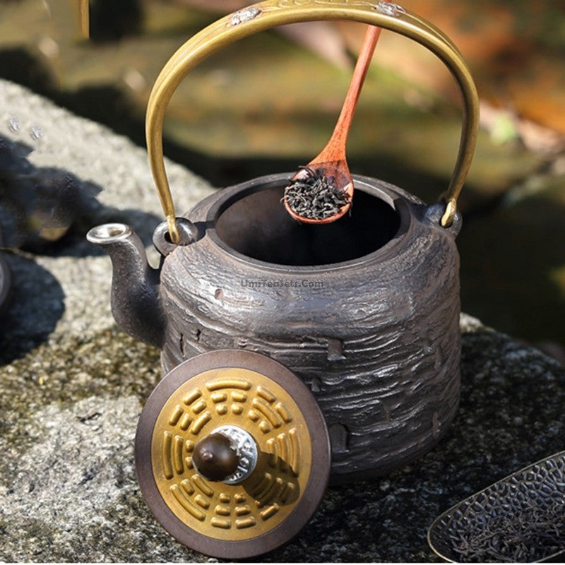 Zen Buddha Cast Iron Teapot - Japanese Style Iron Teapot for Tea Brewing, 34oz Capacity with Infuser, Perfect for Loose Leaf Tea, Home & Office Use, Meditation & Tea Ceremony