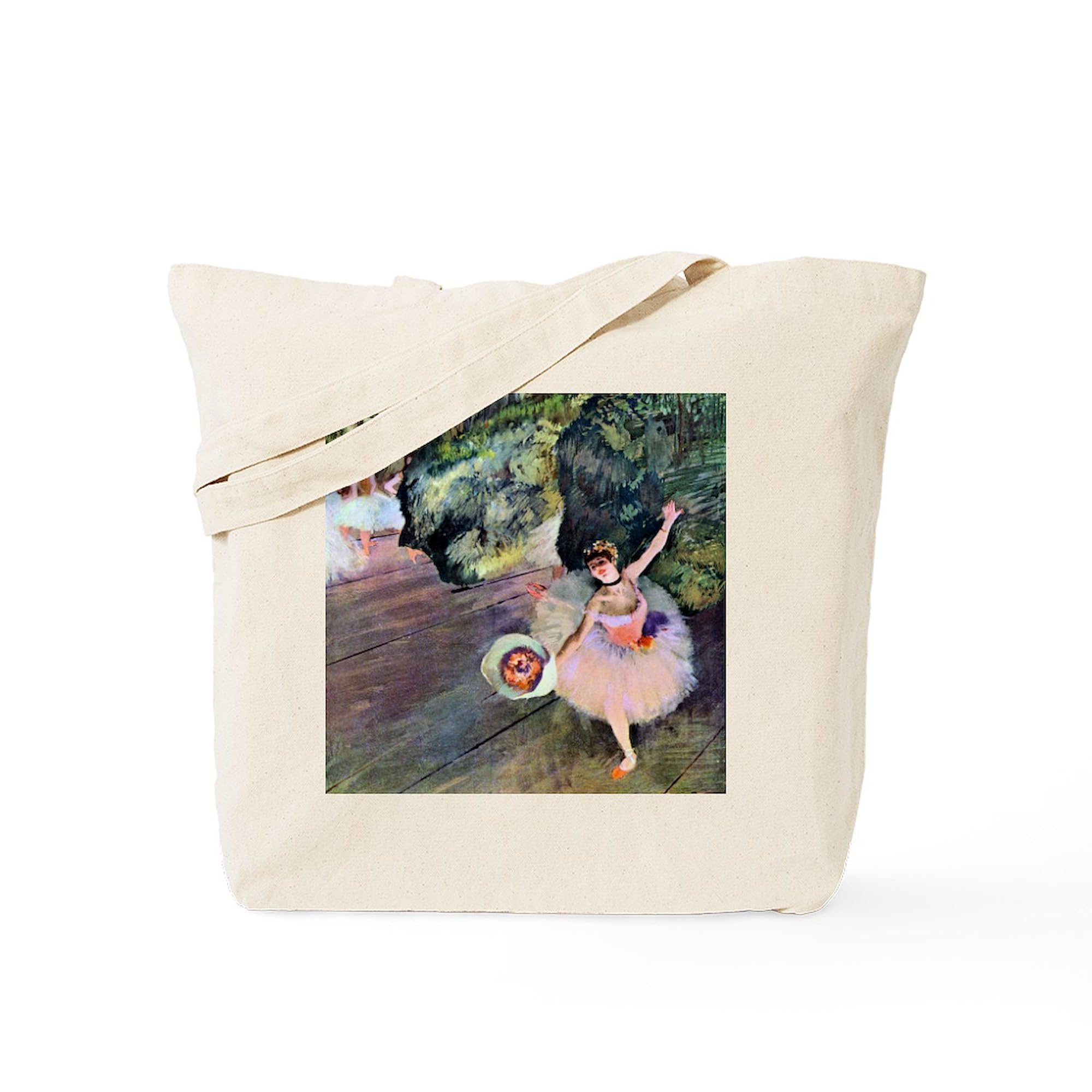Edgar Degas Dancer With Flowers Canvas Tote Bag - Reusable Natural Shopping Bag for Women, Grocery, Beach & Work - Eco-Friendly Cotton Tote with Art Print