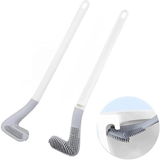KUCHYNE Silicone Toilet Cleaning Brush with Non-Slip Long Handle - 360° Deep Cleaning Golf Head Design for Bathroom, Kitchen & Wash Basin - Multi-Color (Ideal for Hard-to-Reach Areas & Daily Household Cleaning)