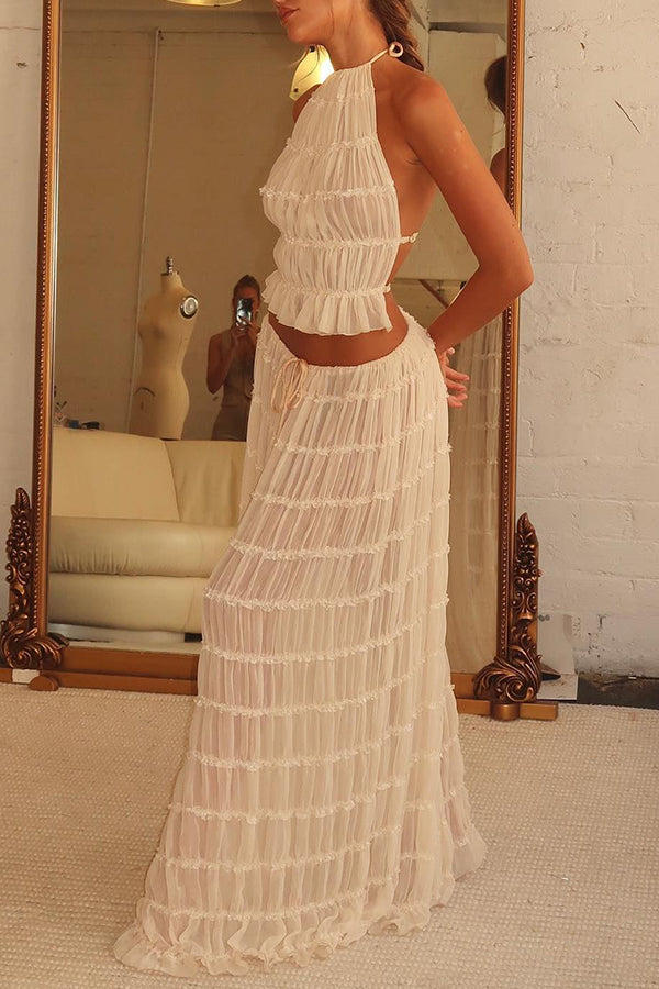 Versatile Vintage Pleated Drawstring Waist Tiered Maxi Skirt for Women | Boho Chic Flowy Long Skirt | Perfect for Casual Outings, Beach Vacations & Summer Festivals