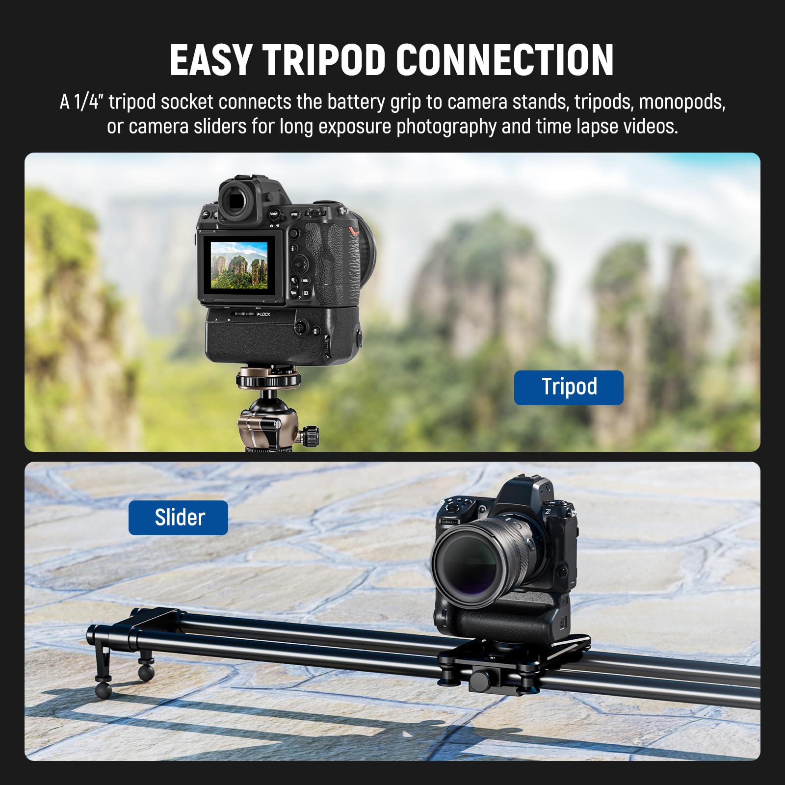 NEEWER MB-N12 Vertical Battery Grip for Nikon Z8 Camera | Hot Swappable Dual EN-EL15c Battery Holder | 1/4
