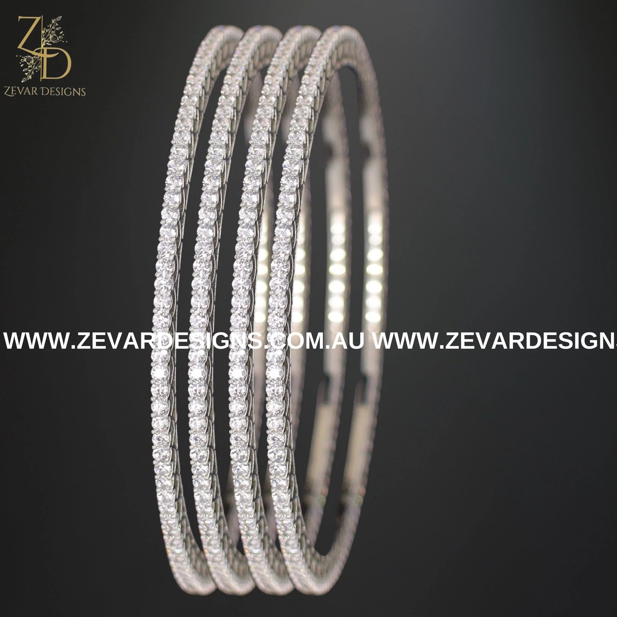AD Single Line Bangles in White Rhodium - Elegant Minimalist Bracelets for Women, Perfect for Weddings, Parties & Everyday Wear