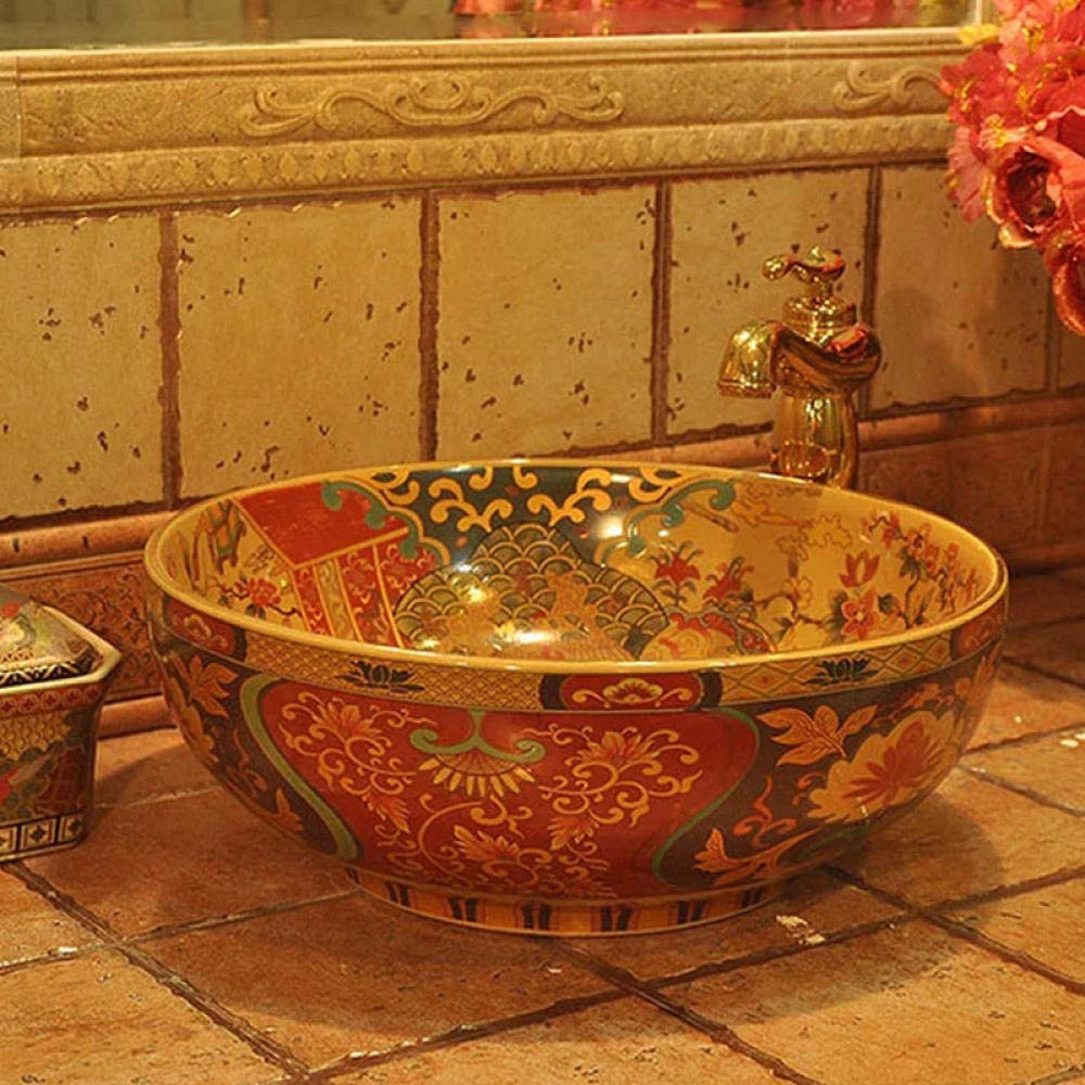 Vintage Ceramic Vessel Sink - Modern Above Counter Bathroom Basin with Retro Style | Perfect for Powder Rooms, Guest Baths & Luxury Home Decor