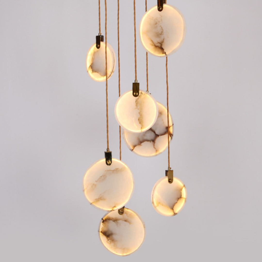Elegant Harvest Alabaster Pendant Lamp - Natural Stone Lighting Fixture for Dining Room, Bedroom & Living Room Decor